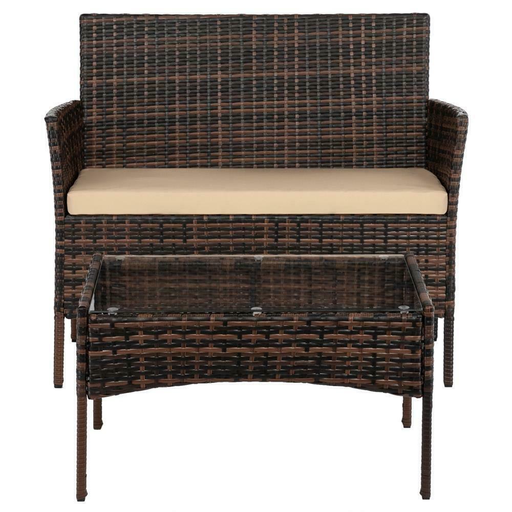 Outdoor Furniture Sets - Outdoor Patio Furniture - Rattan Wicker Furniture - 4 Piece Set Brown -
