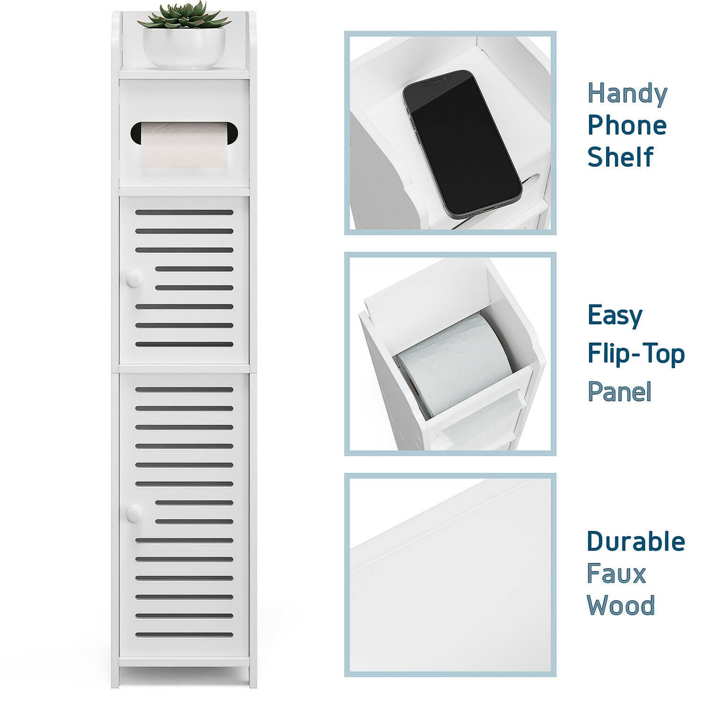 Toilet Paper Holders - Free Standing Toilet Paper Holder Stand - Bathroom Storage Organizer -