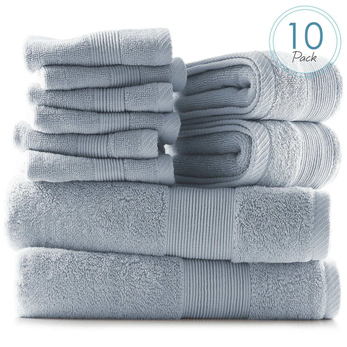 Bath Towels & Washcloths - 10 Piece Towel Set- Soft Cotton Bath Towels, Hand Towels & Washcloth -
