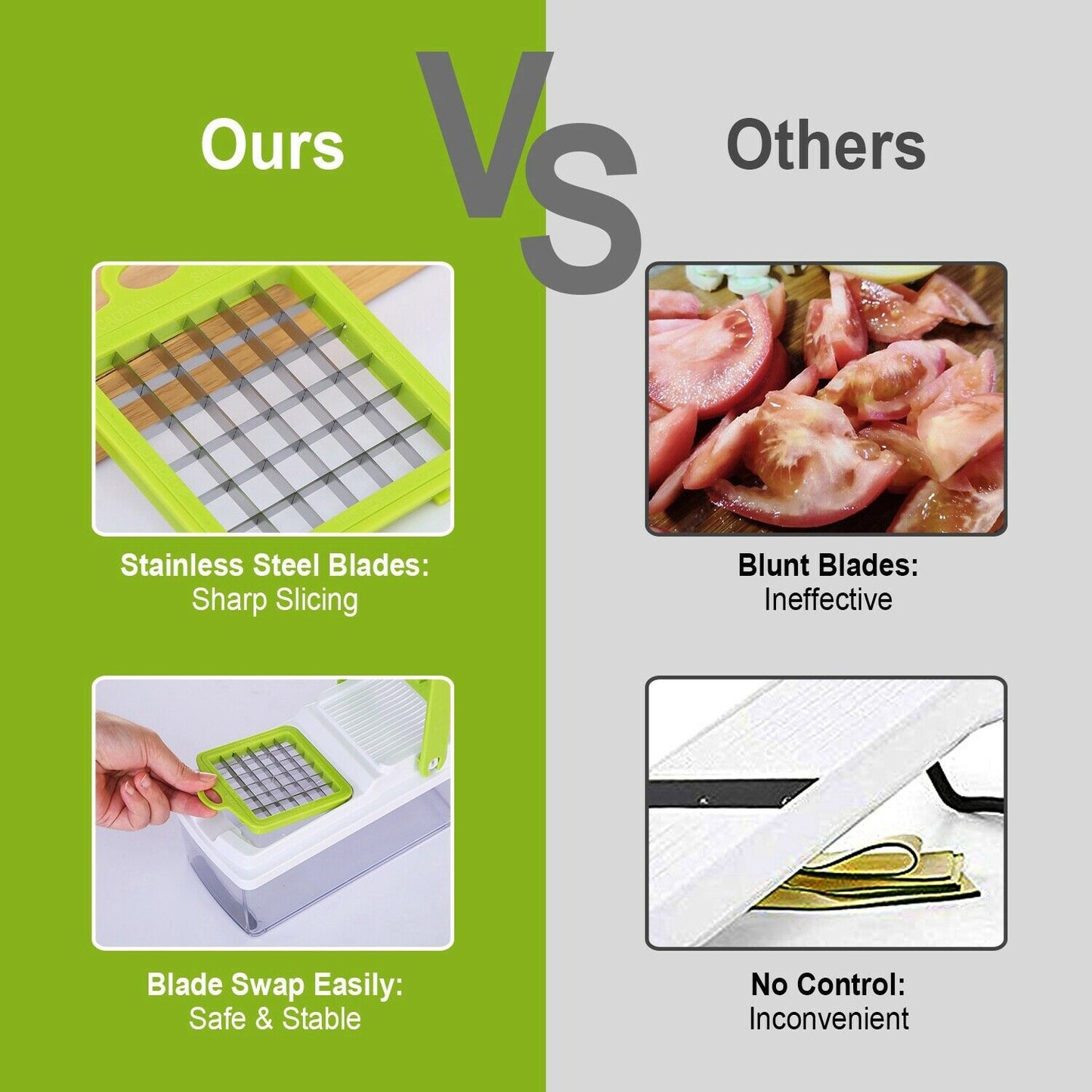 Kitchen Slicers - Fruit & Vegetable Food Chopper - Dicer Slicer Cutter - Great Onion Chopper -