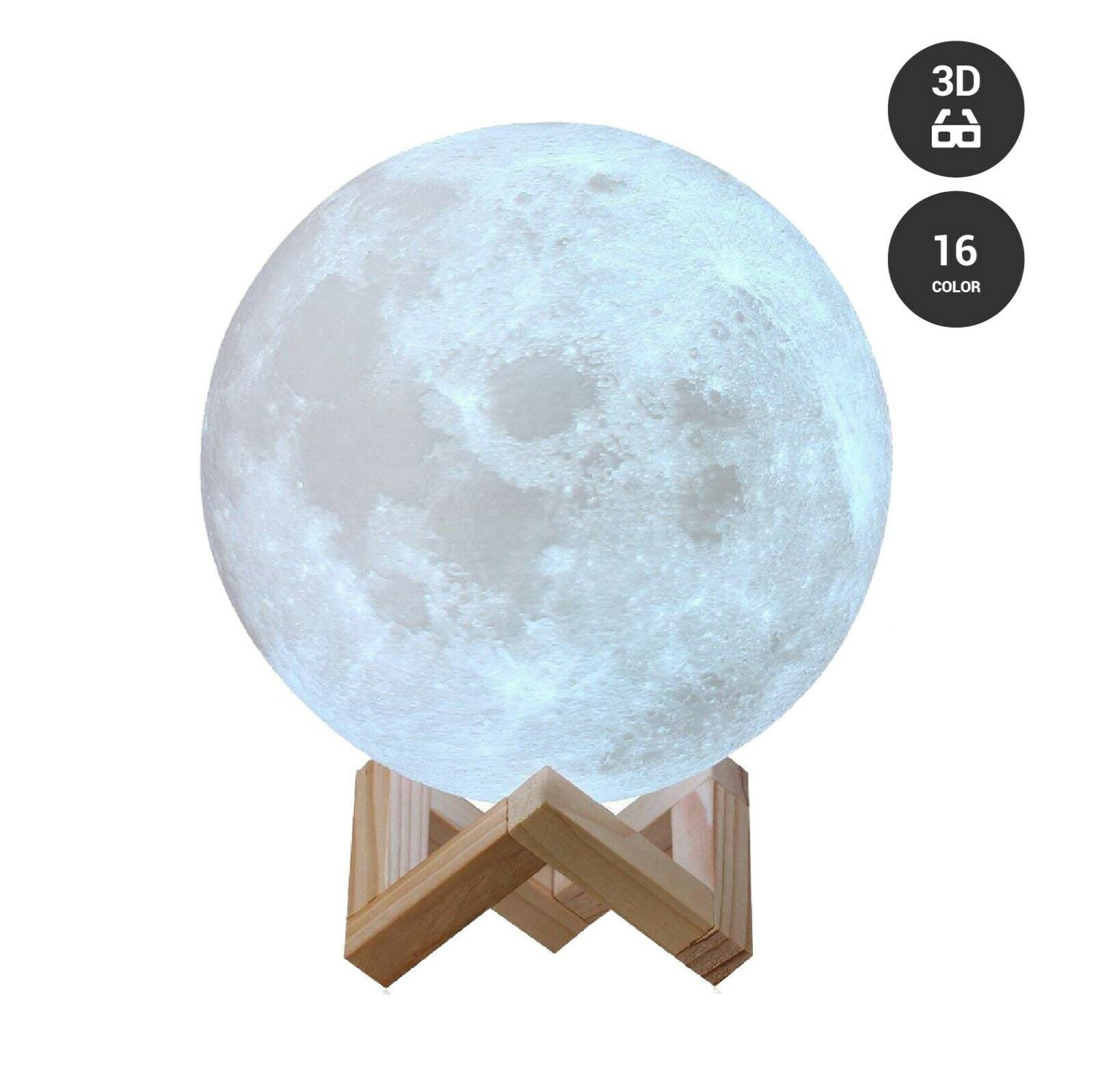 Lamps - 3D Moon Lamp- Table Night Light With Remote Control -
