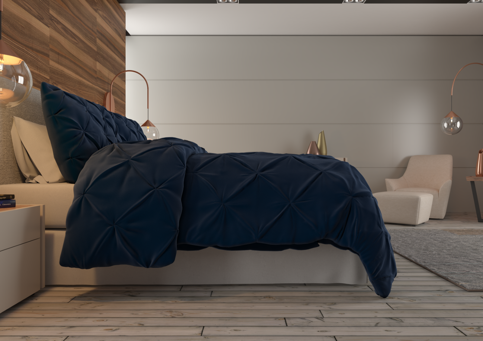 Bedding - Down Alternative Comforter Set - King Queen Twin Duvet Insert & Shams -