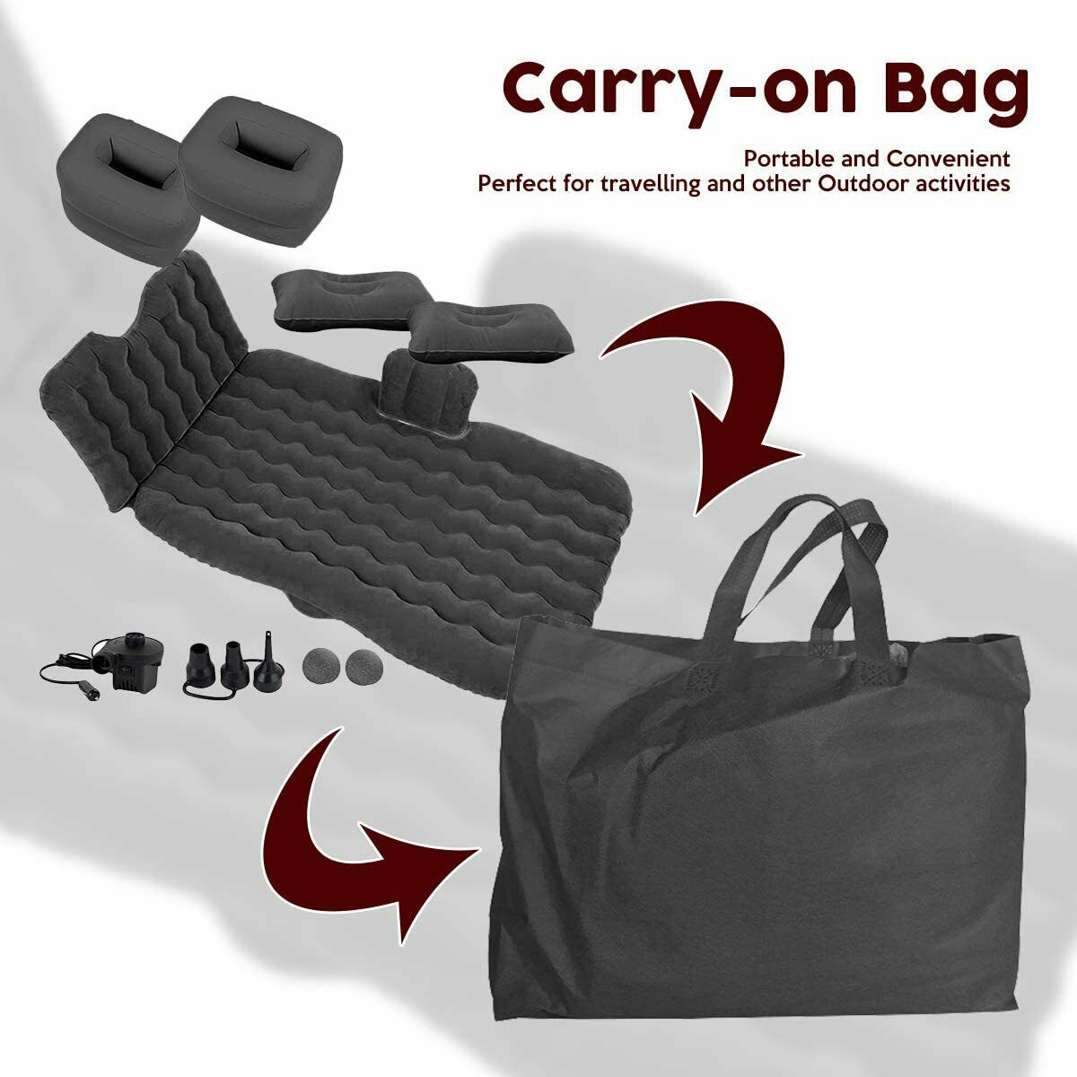 Beds & Accessories - Air Bed Mattress - Back Seat Car Camping Bed W/ 2 Pillow Pump -