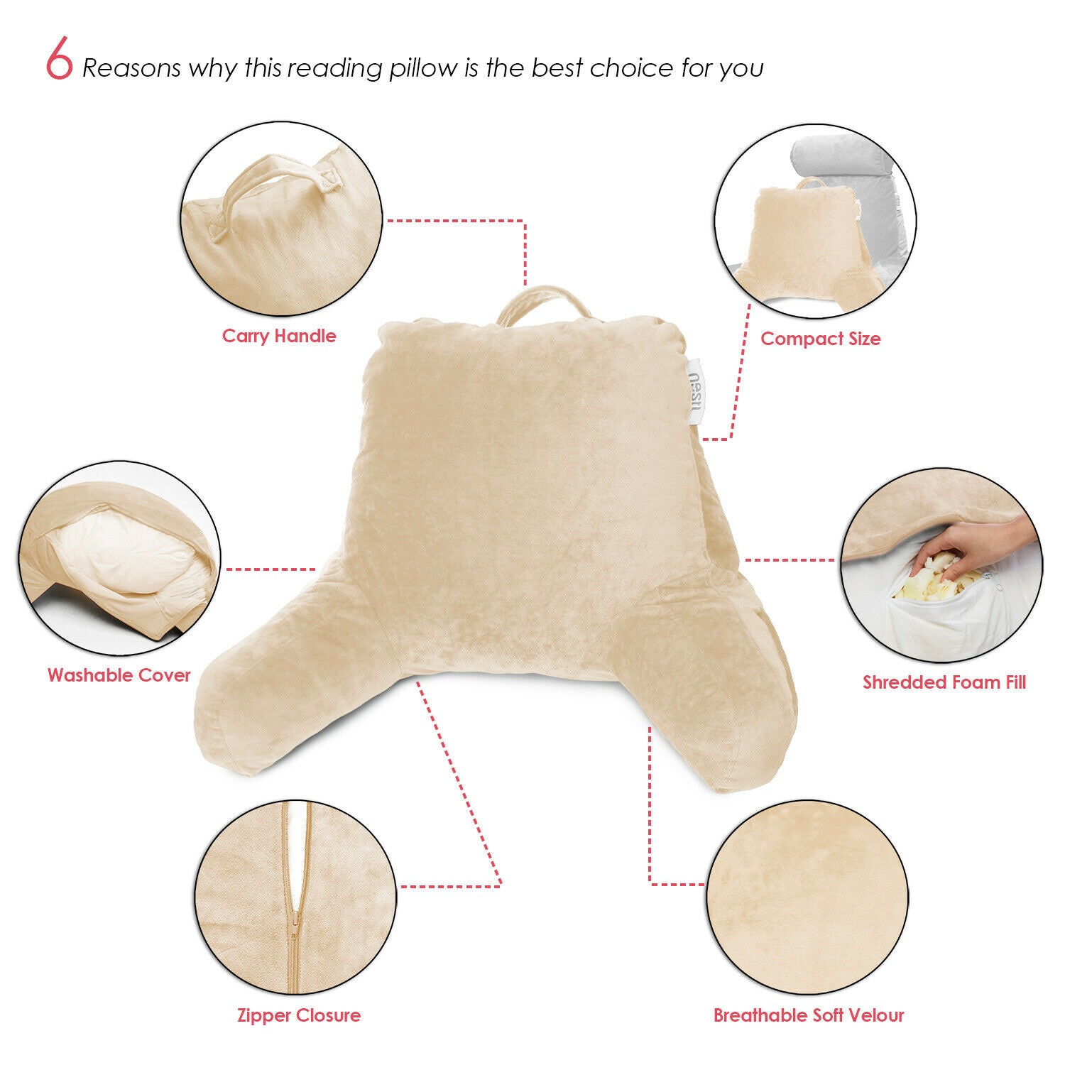 Pillows - TV & Reading Pillow - Kid's Memory Foam Bedrest Back Pillow 12 Colors! -