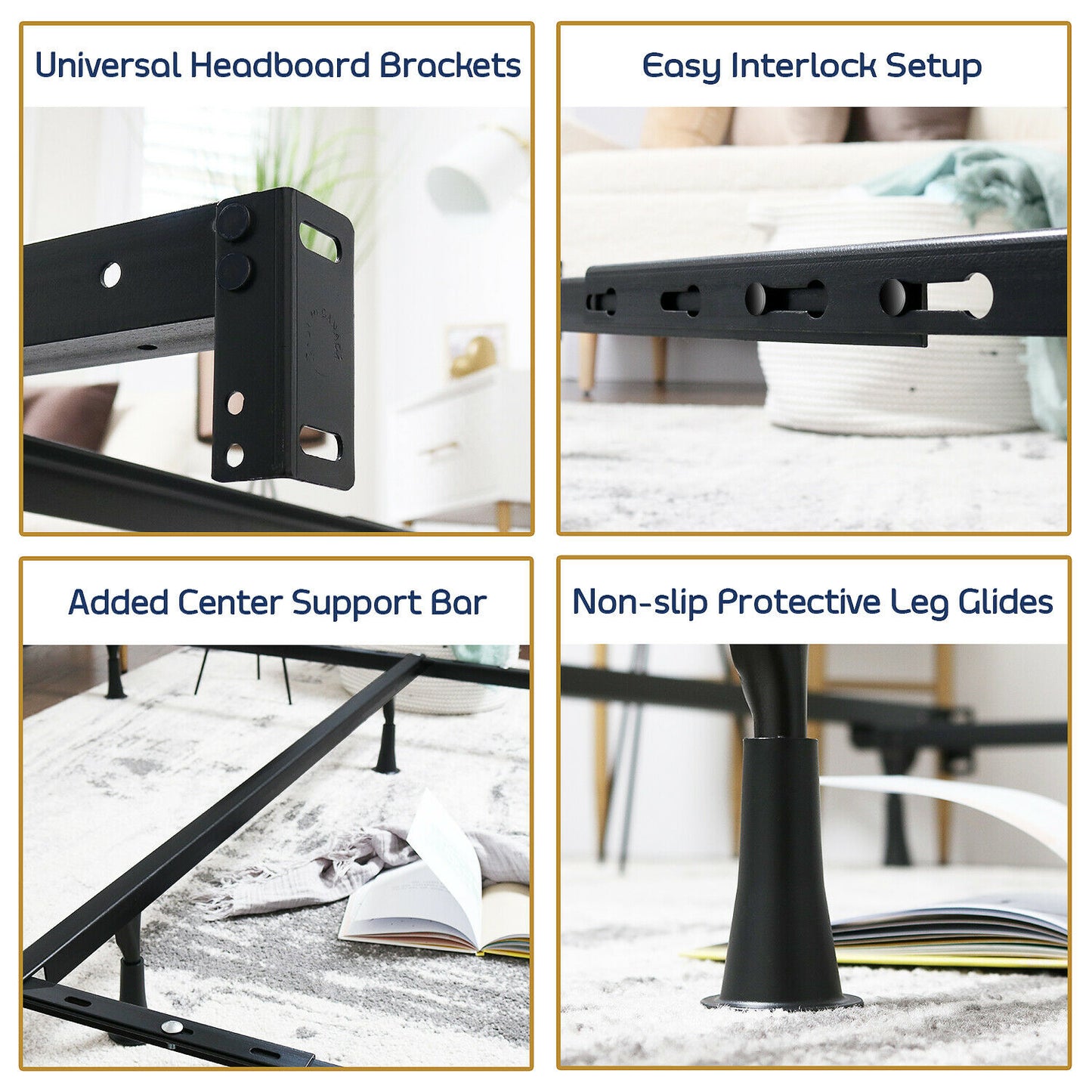 Beds & Bed Frames - Adjustable Bed Frame - Twin, Full or Queen Size Metal Frame -