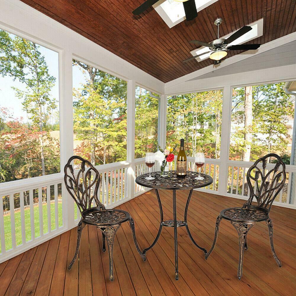 Outdoor Furniture Sets - Outdoor Patio Bistro Furniture Set - 3 pcs - Bronze -