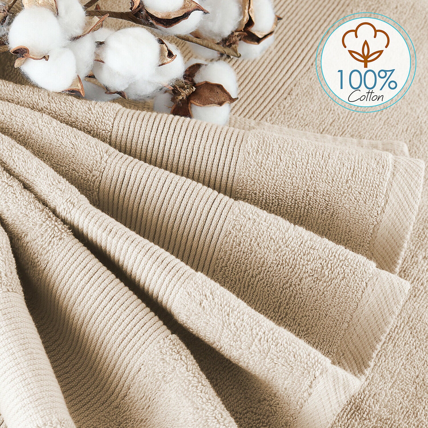 Bath Towels & Washcloths - 10 Piece Towel Set- Soft Cotton Bath Towels, Hand Towels & Washcloth -