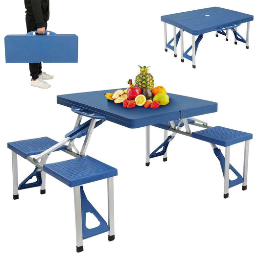 Folding Tables - Folding Picnic Table - Portable Set with Seats for Outdoors & Camping -