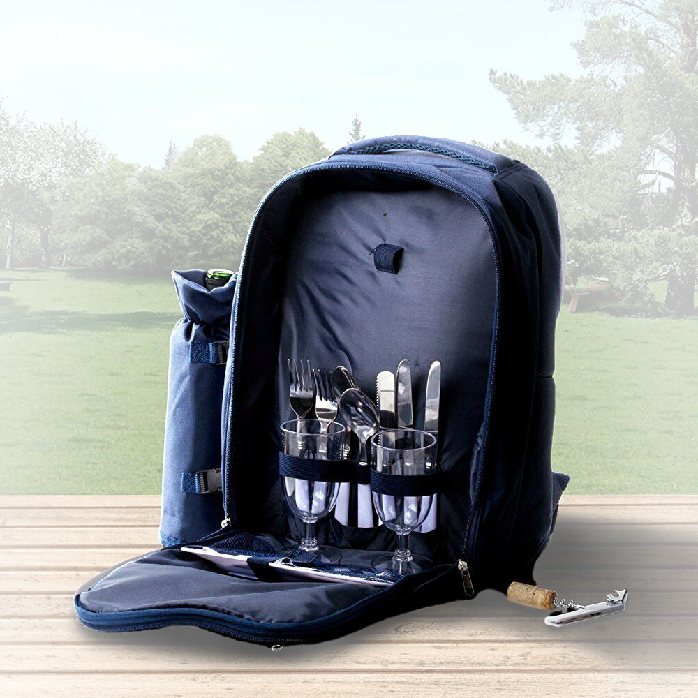 Picnic Baskets - Picnic Basket Backpack Cooler - Insulated Lunch Tote Bag & Dinnerware -