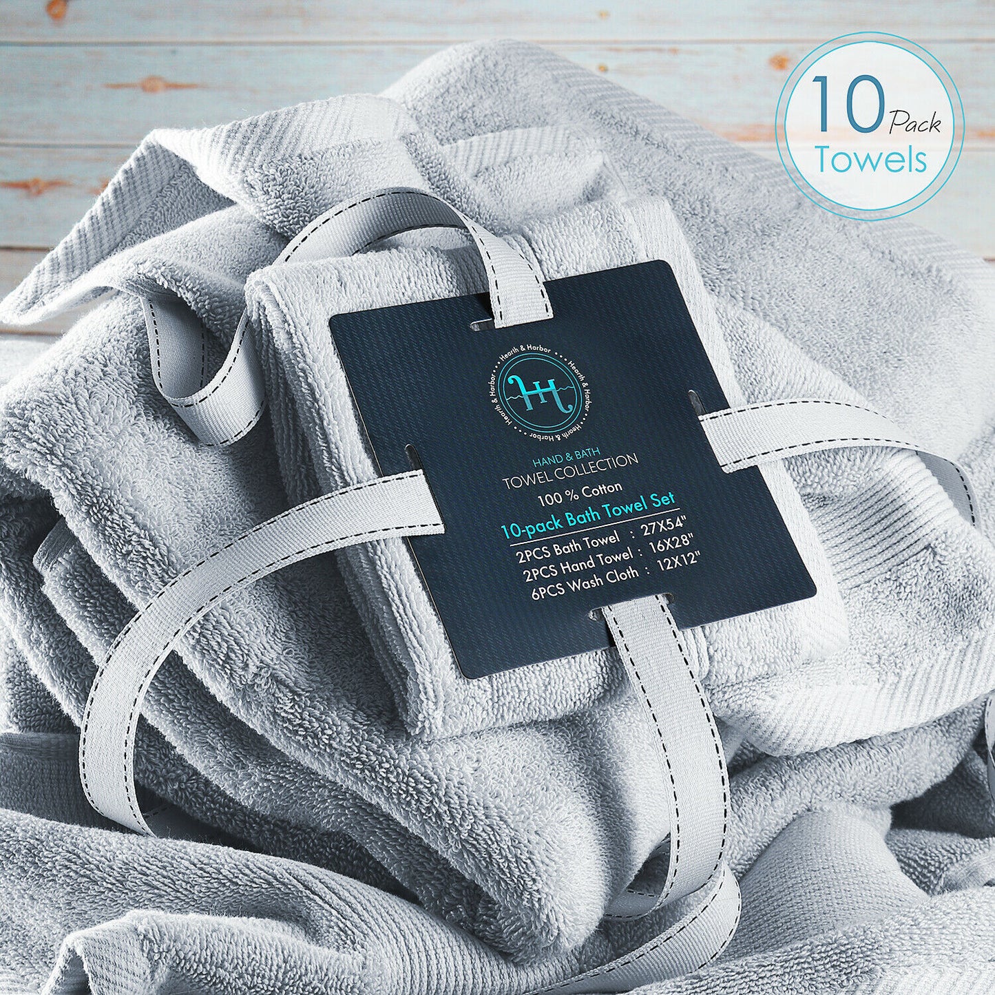 Bath Towels & Washcloths - 10 Piece Towel Set- Soft Cotton Bath Towels, Hand Towels & Washcloth -