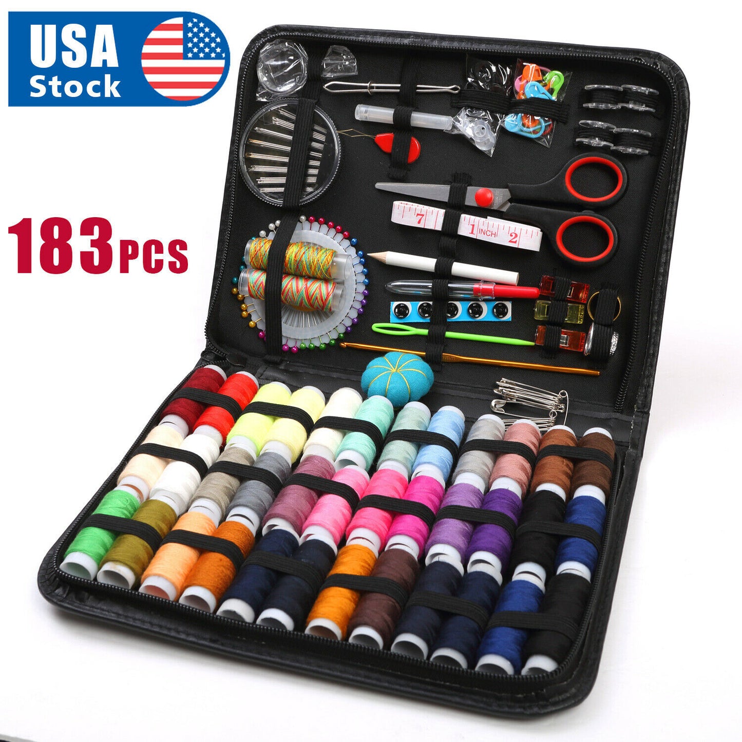 Sewing Baskets & Kits - Sewing Kit - Sewing Needle, Thread, Scissor - Travel Box 183 Pc Set -