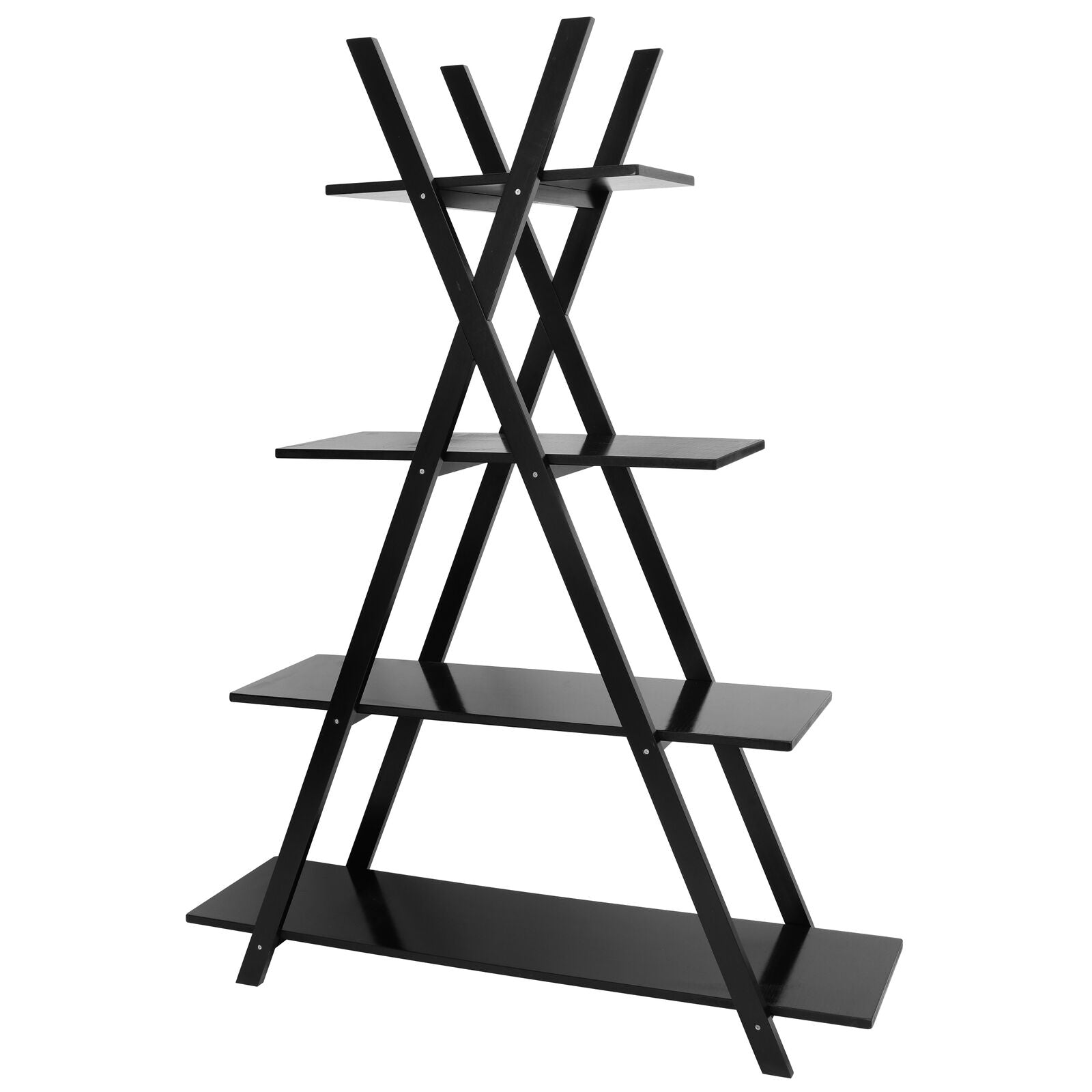 Bookcases & Standing Shelves - Ladder Shelf Storage Display - 4 Tier Modern Black Bookshelf -