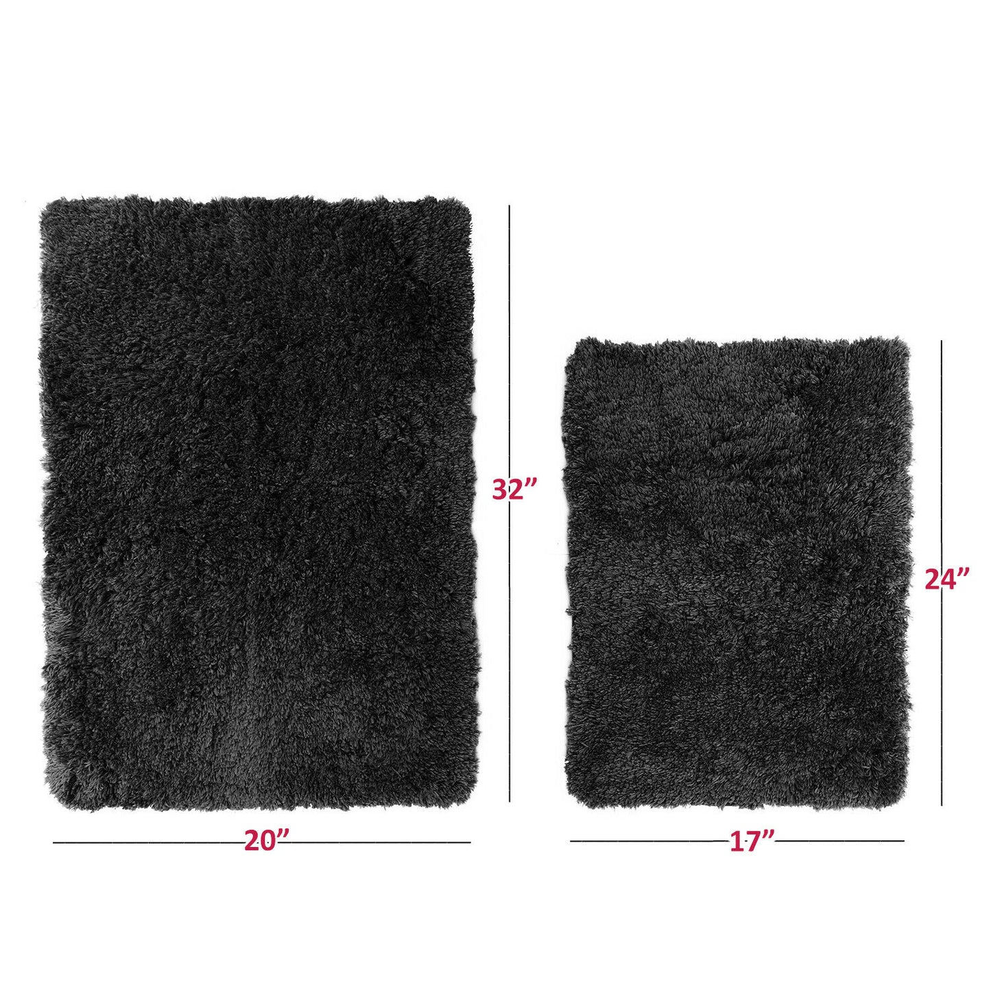 Bath Mats & Rugs - Bathroom Rug Bath Mat Set - 2 Rubber Backed Nonslip Area Rugs 7 Colors -