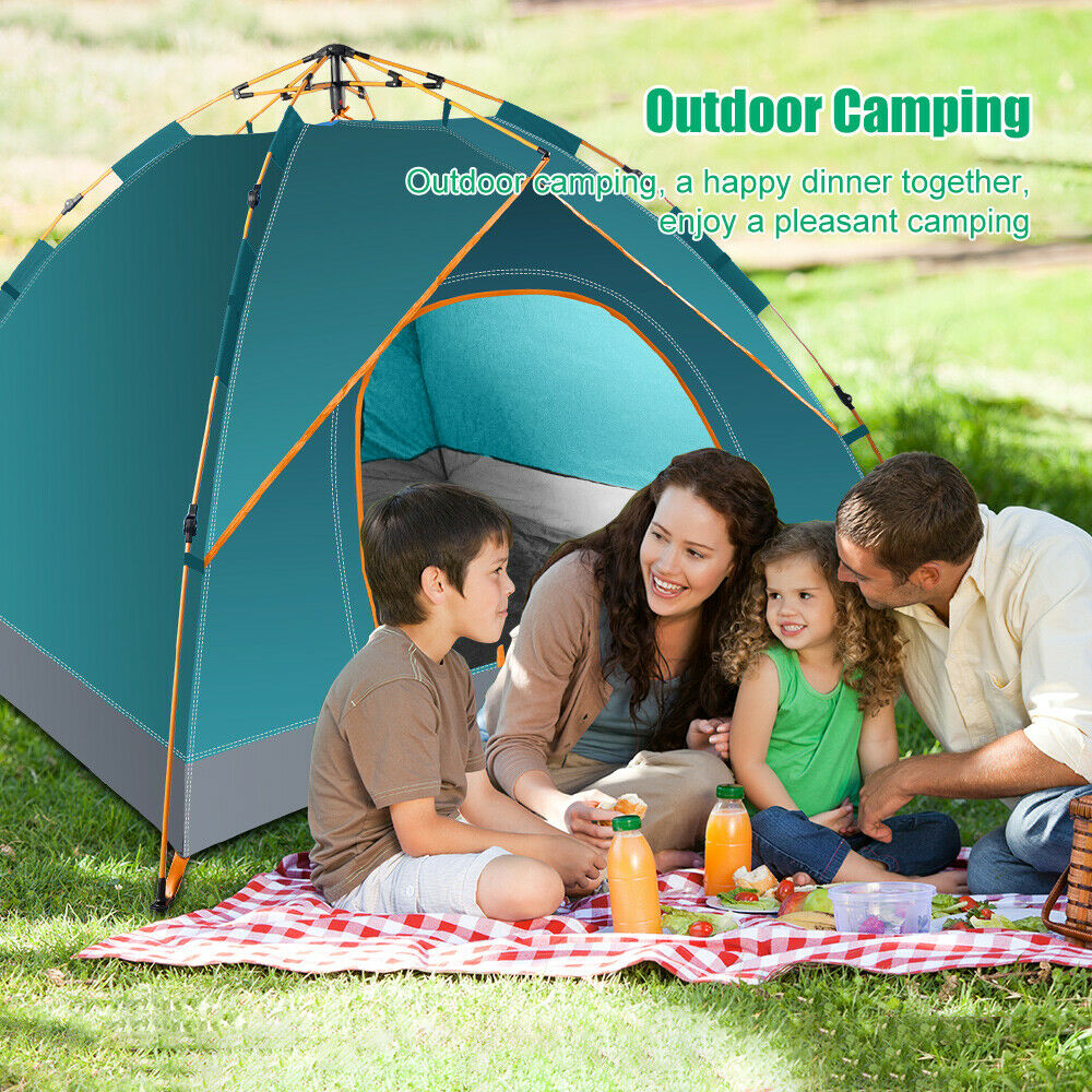 Tents - Tent Camping Pop Up Tent - 3-4 People Waterproof Outdoor Canopy -