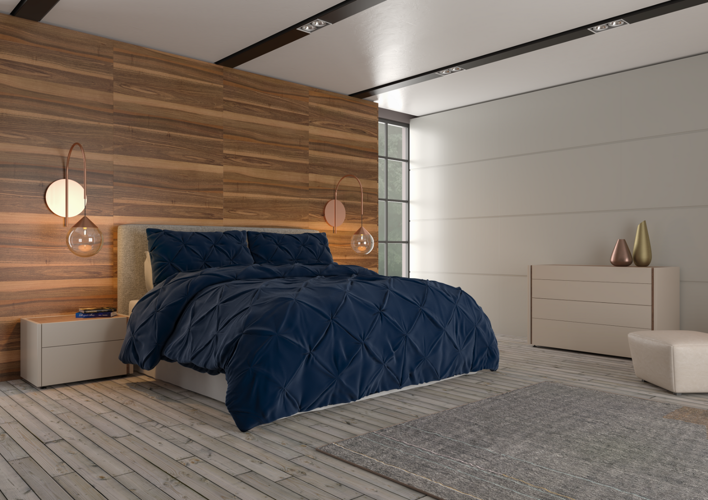 Bedding - Down Alternative Comforter Set - King Queen Twin Duvet Insert & Shams -
