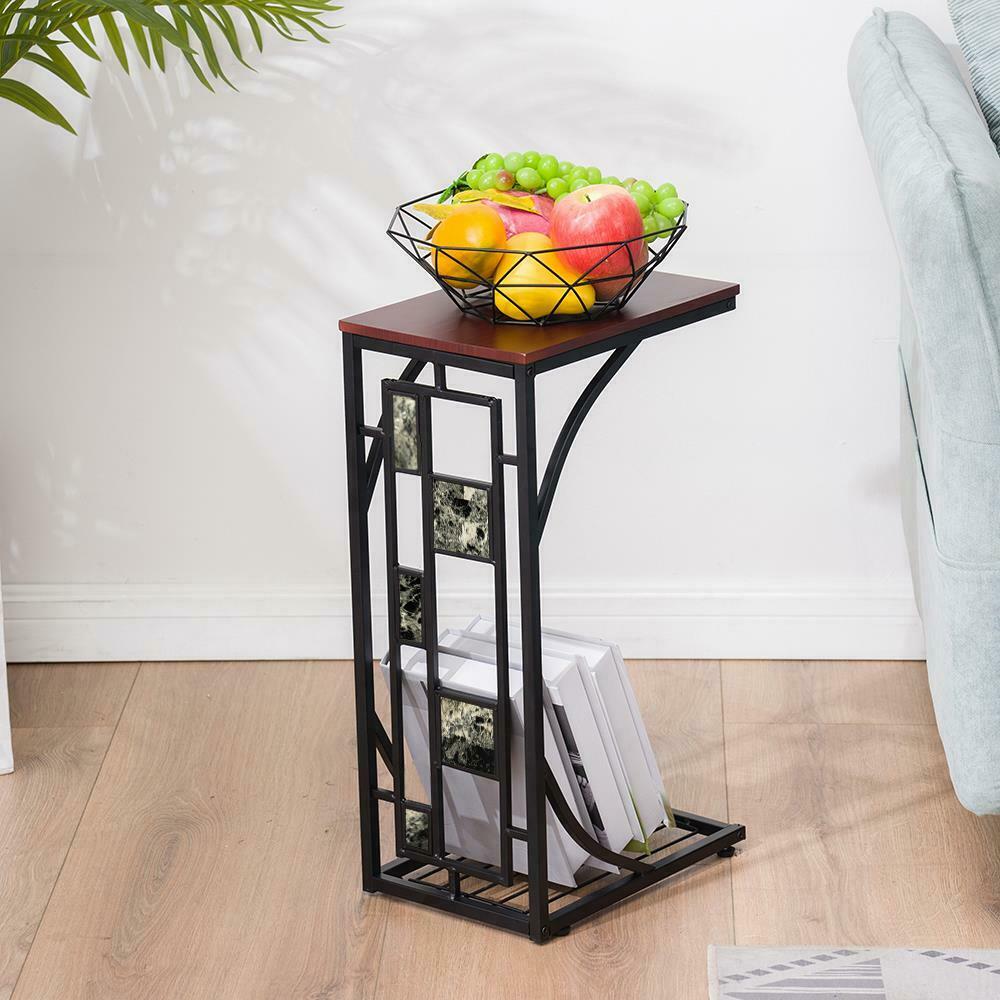 End Tables - Art Deco End Table - Narrow Side C Table - 3 Styles - Geometric Square Pattern