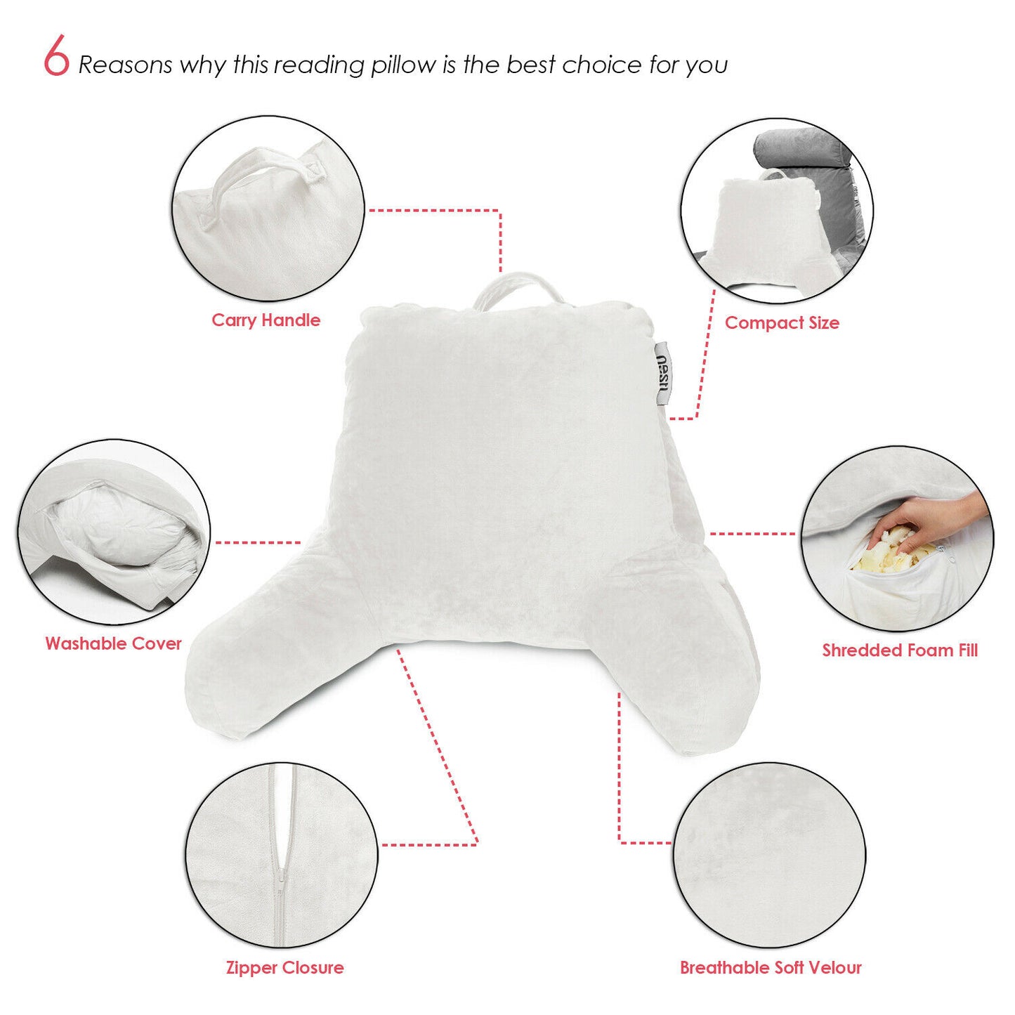Pillows - TV & Reading Pillow - Kid's Memory Foam Bedrest Back Pillow 12 Colors! -