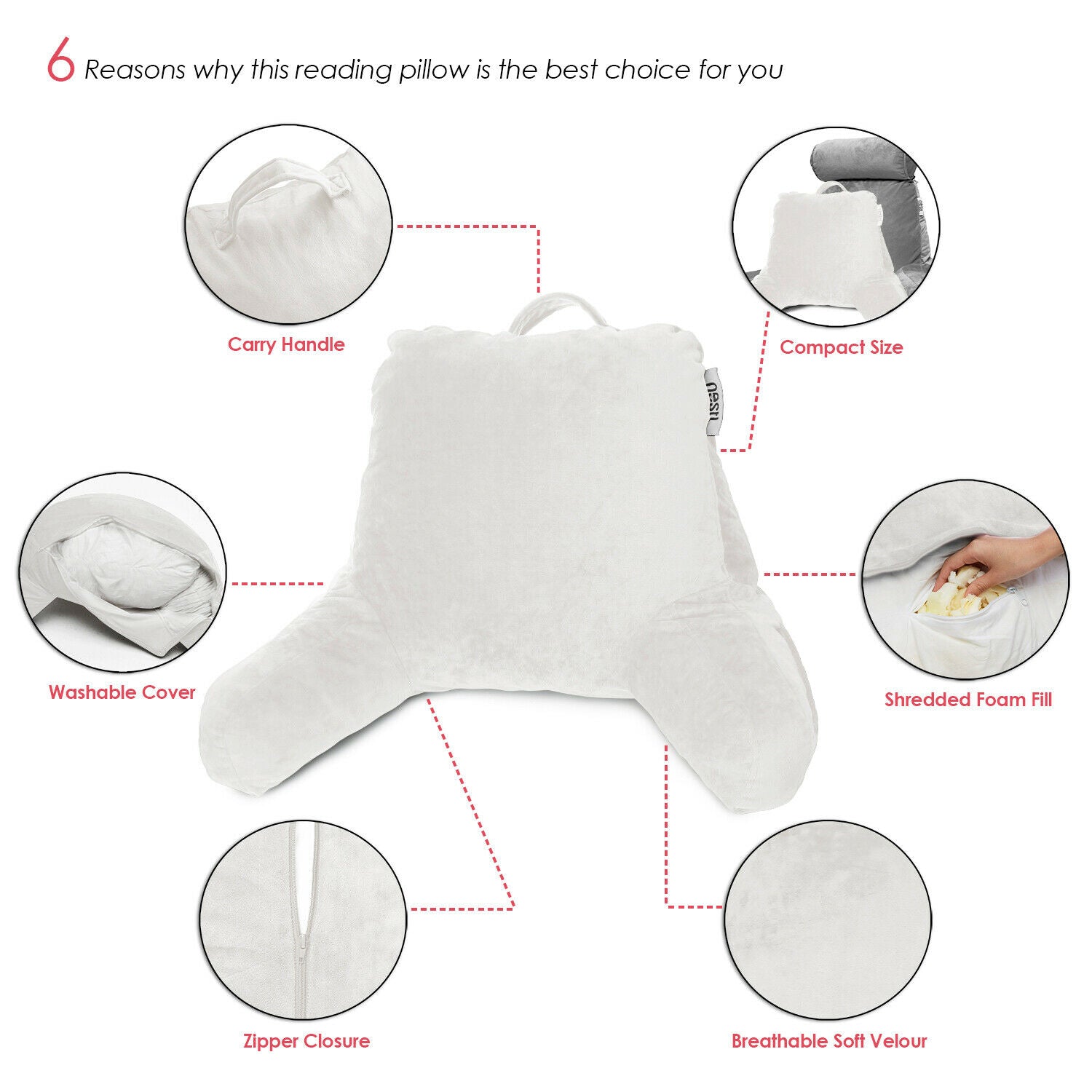 Pillows - TV & Reading Pillow - Kid's Memory Foam Bedrest Back Pillow 12 Colors! -
