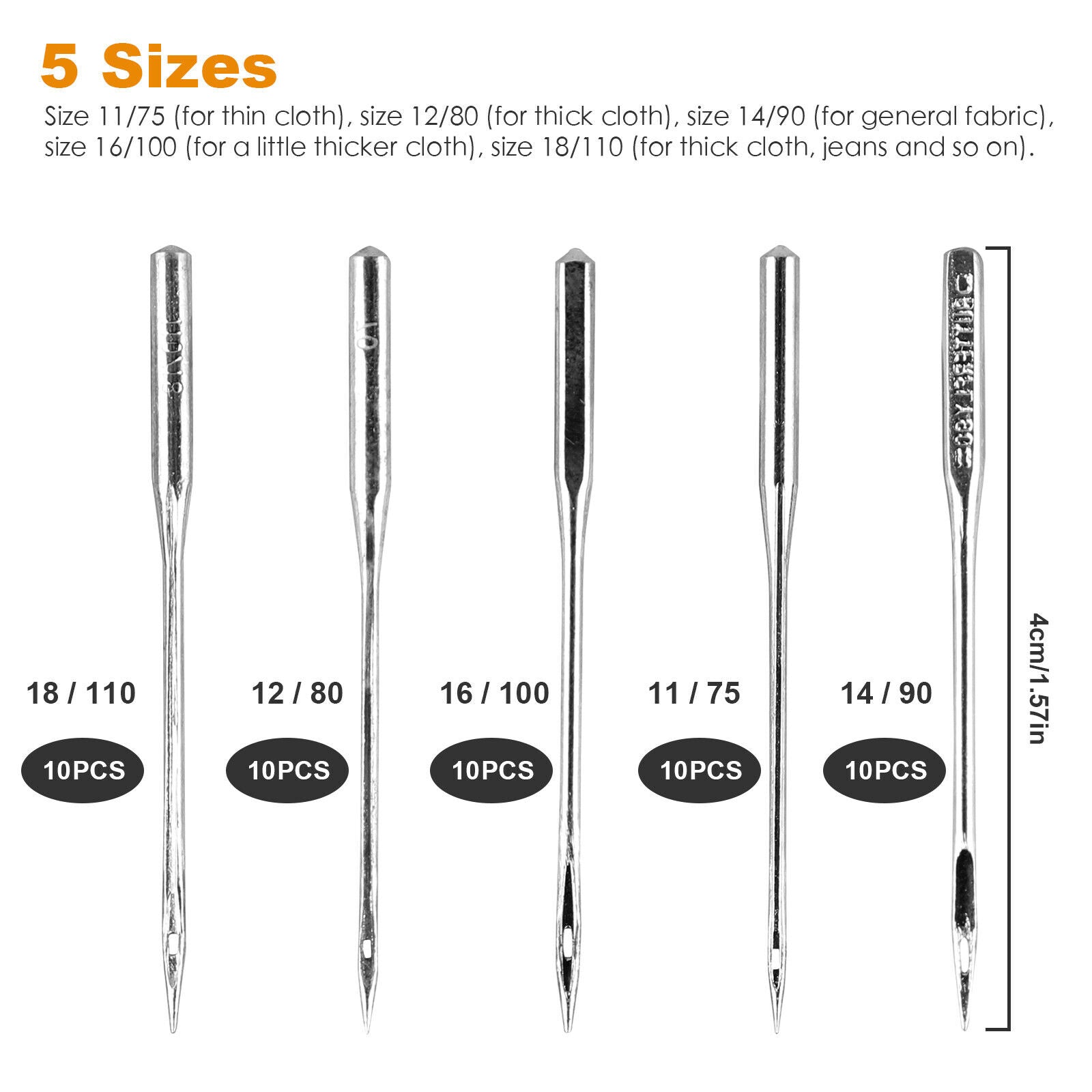 Sewing Machine Needles - Sewing Machine Needles - Home Sewing - 50 pcs, 5 Sizes -