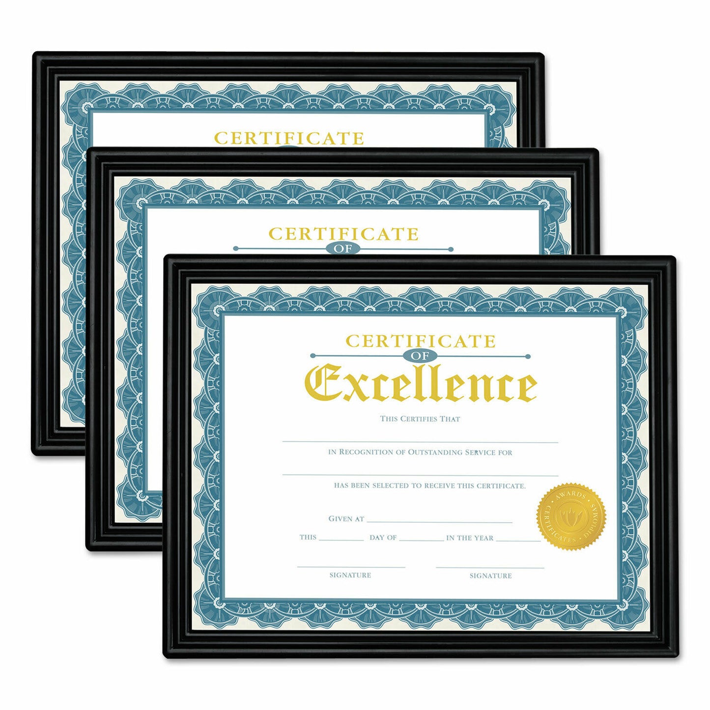 Picture Frames - Black Frame - 8 1/2 x 11 Universal Document Frame - 3/Pack -