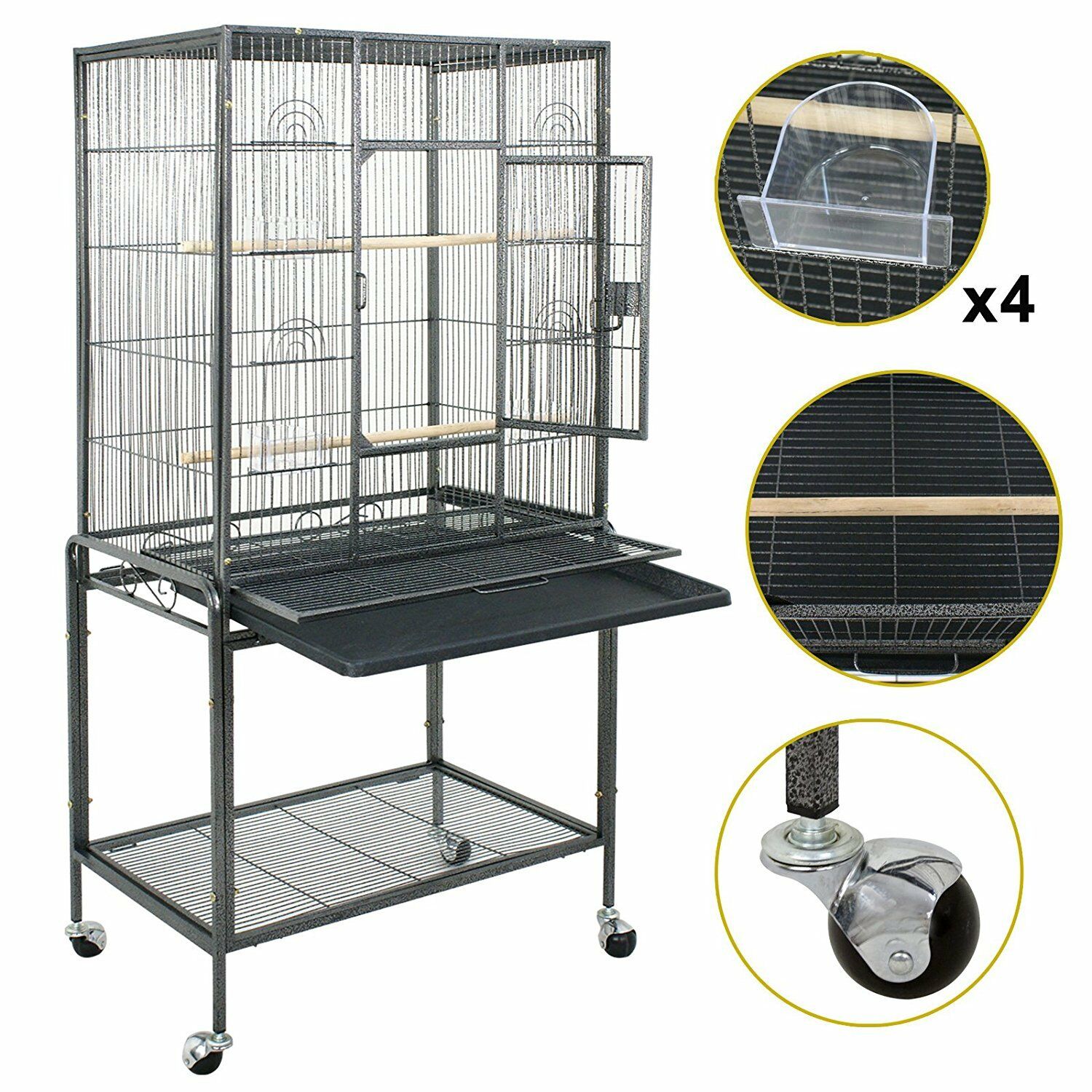 Bird Cages & Stands - Bird Cage 53" Large- Parrot Macaw Cockatoo Finch Play Top Supplies -