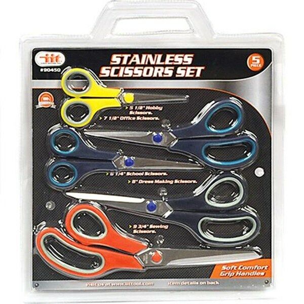 - Stainless Steel Comfort Grip Scissors - 5 Piece Set -