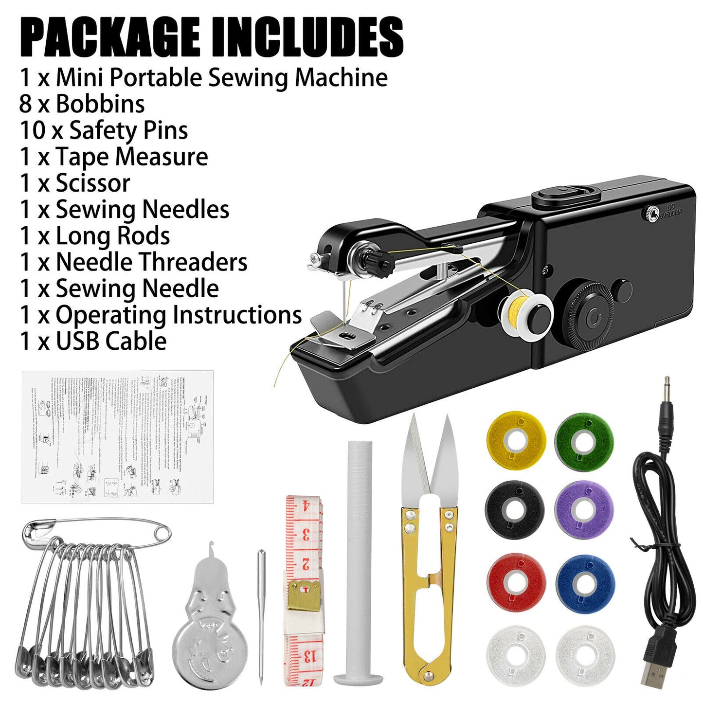 Sewing Machines - Sewing Machine Mini - Handheld Portable Stitch Machine - Cordless -