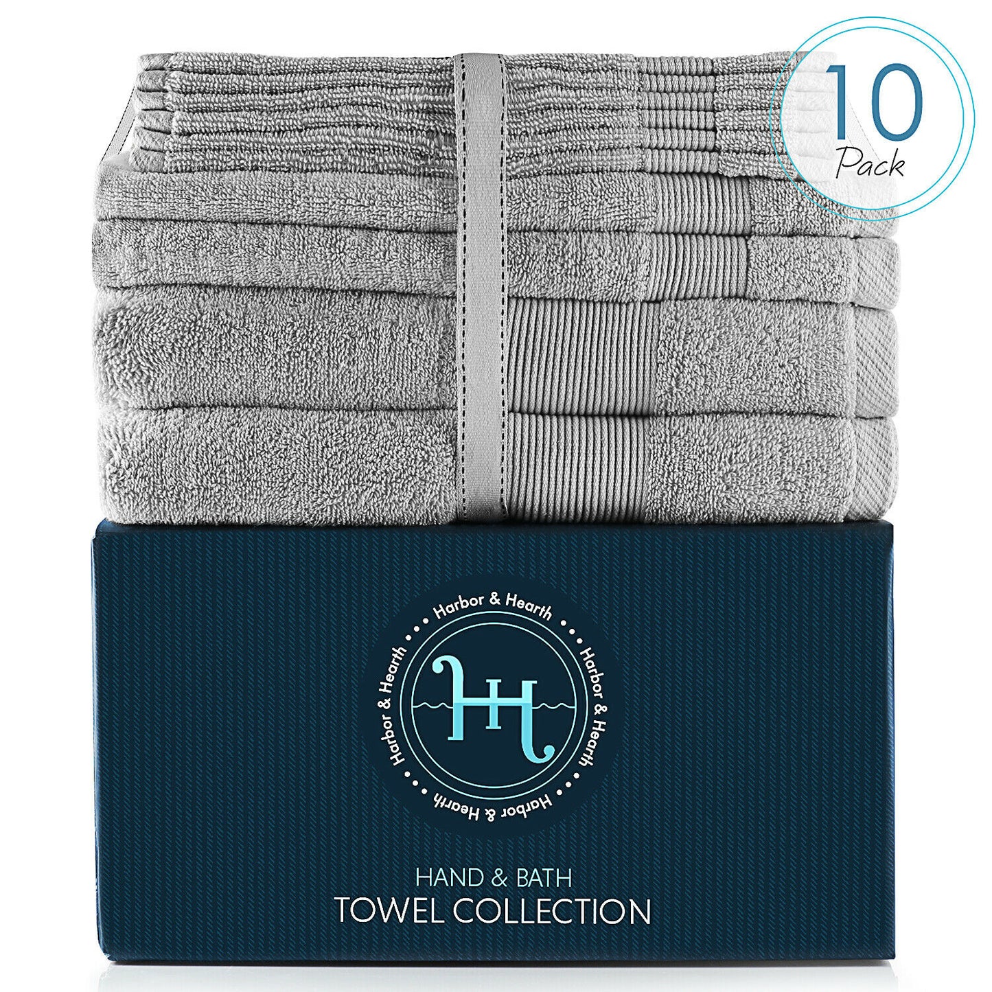 Bath Towels & Washcloths - 10 Piece Towel Set- Soft Cotton Bath Towels, Hand Towels & Washcloth -