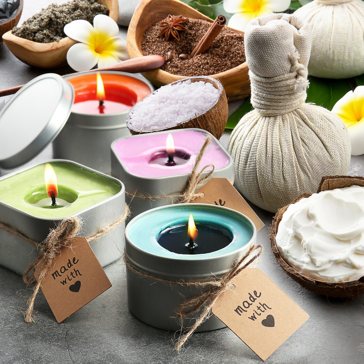 Candle Making Kits - Candle Making Kit- Soy Wax, Thermometer, Tins, Wicks, Melting Pot -