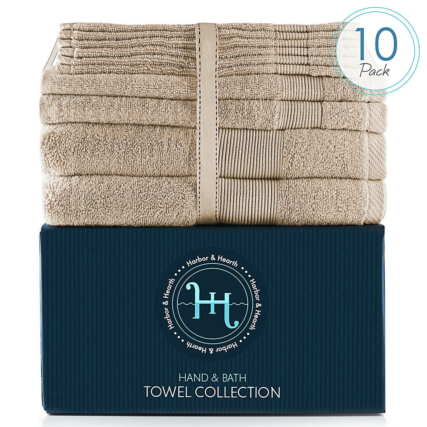 Bath Towels & Washcloths - 10 Piece Towel Set- Soft Cotton Bath Towels, Hand Towels & Washcloth -