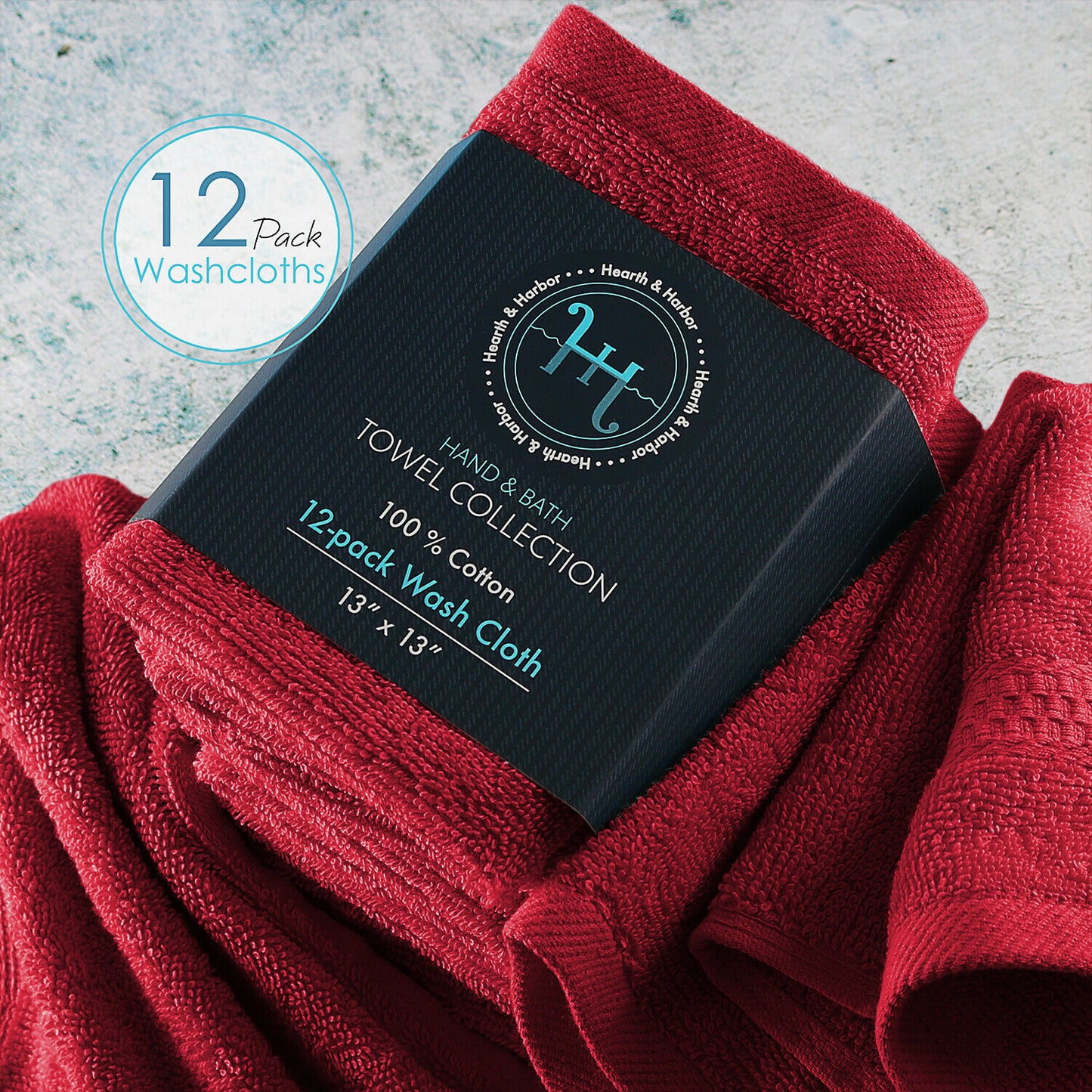 Bath Towels & Washcloths - Face Washcloths Set - 12 Pack Soft 100% Cotton Luxury Towel Face Cloths -
