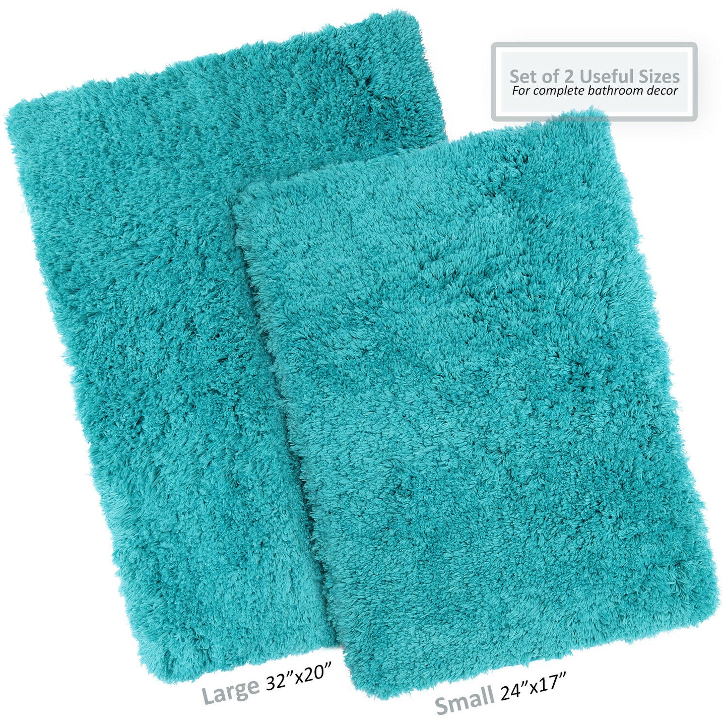 Bath Mats & Rugs - Bathroom Rug Bath Mat Set - 2 Rubber Backed Nonslip Area Rugs 7 Colors -
