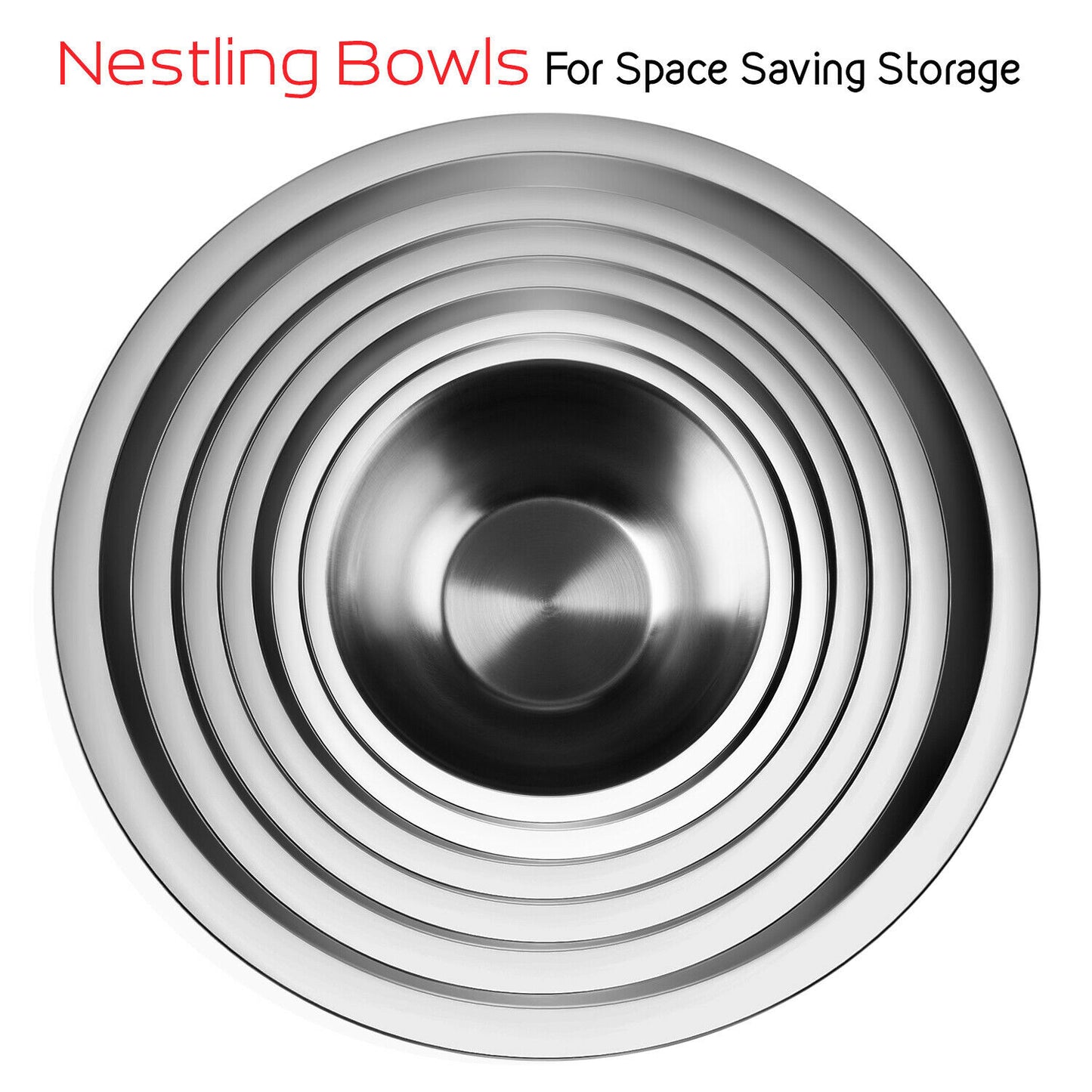 Mixing Bowls - Mixing Bowls 14 Piece Set - Stainless Steel with Measuring Cups & Spoons -