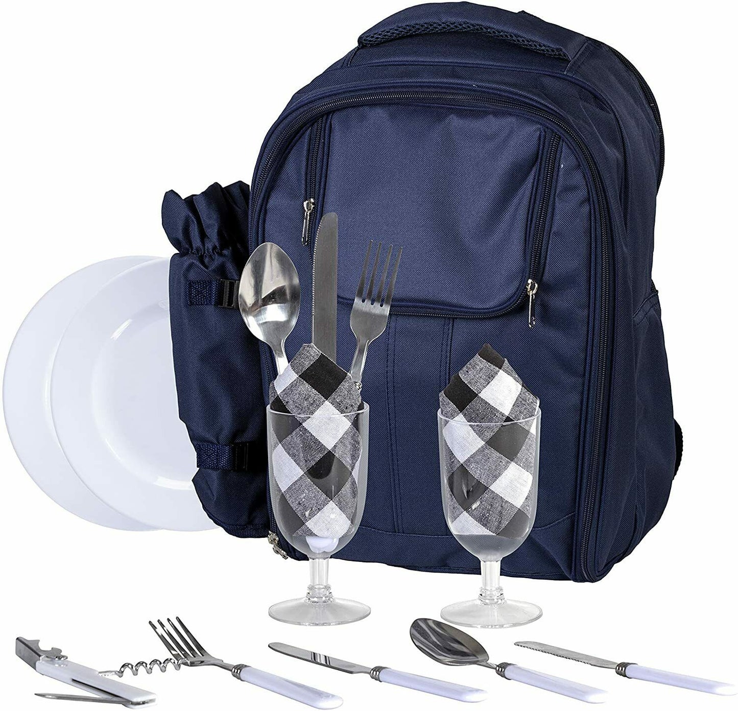 Picnic Baskets - Picnic Basket Backpack Cooler - Insulated Lunch Tote Bag & Dinnerware -