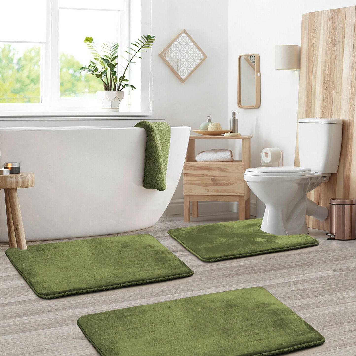 Bath Mats & Rugs - Memory Foam Bath Mat - Absorbent Bathroom Rugs Set -