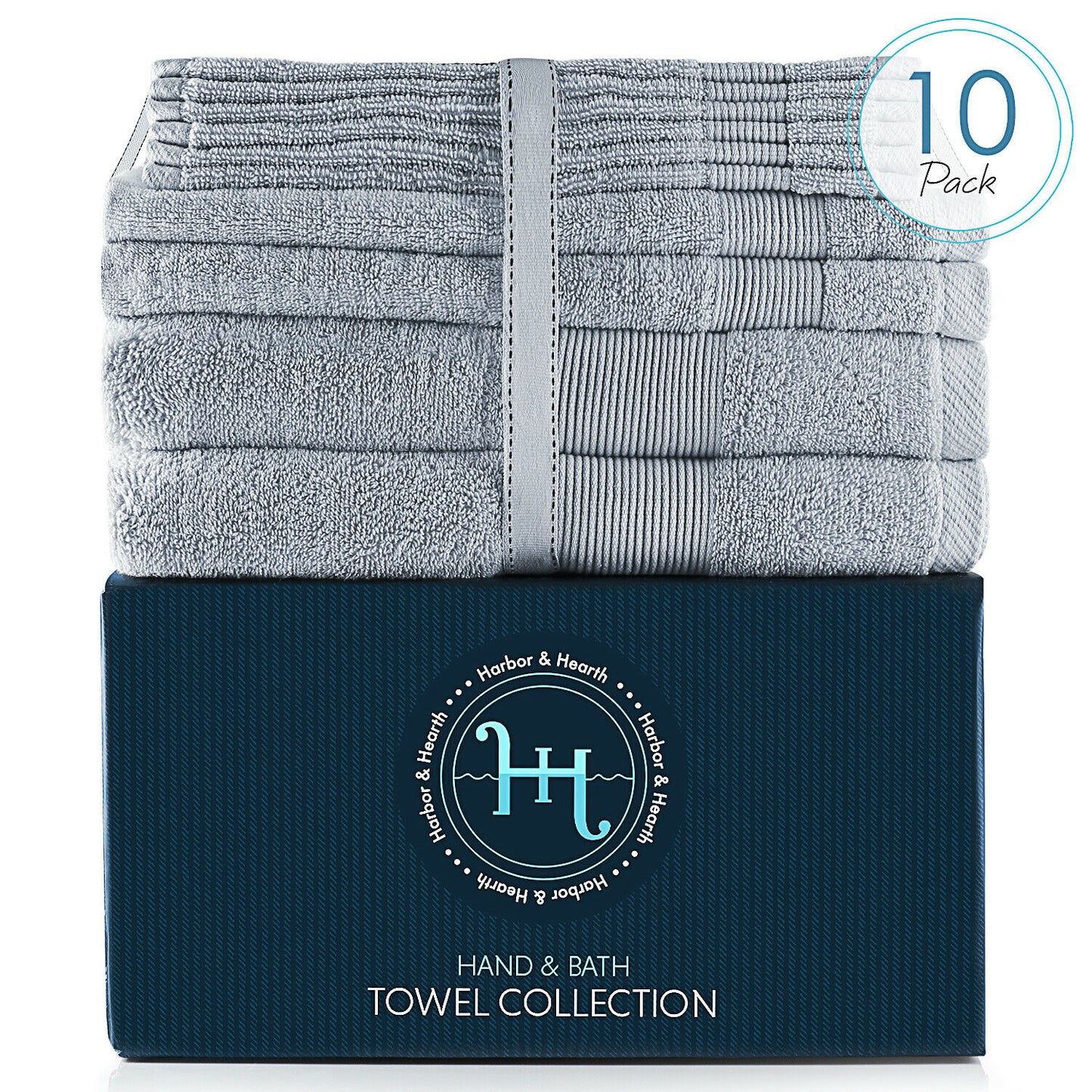 Bath Towels & Washcloths - 10 Piece Towel Set- Soft Cotton Bath Towels, Hand Towels & Washcloth -