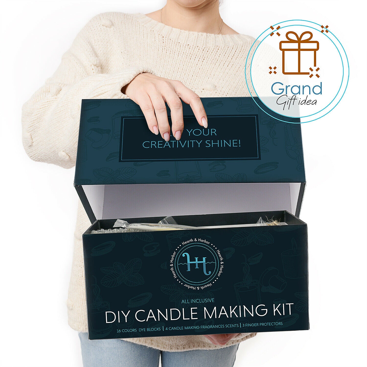 Candle Making Kits - Candle Making Kit- Soy Wax, Thermometer, Tins, Wicks, Melting Pot -
