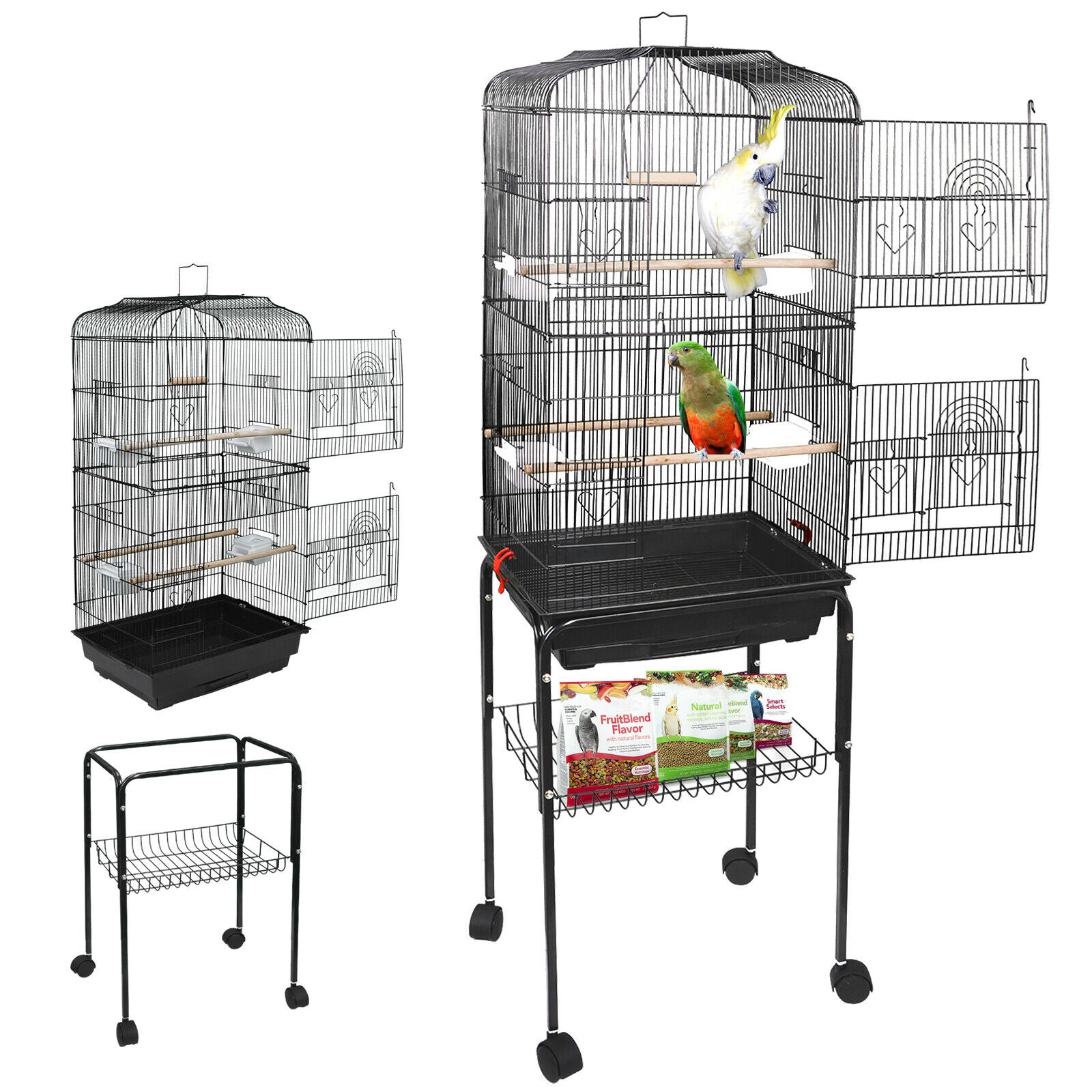 Bird Cages & Stands - 59"H Rooling Bird Cage - Canary Home with Stand & Tray -