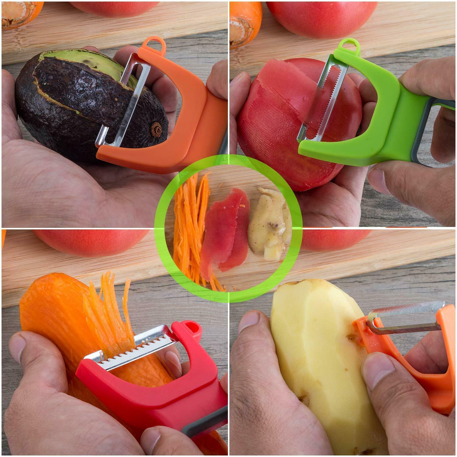 Food Peelers & Corers - Vegetable & Potato Peeler - Kitchen Slicer Cutter Grater - Set of 3 -