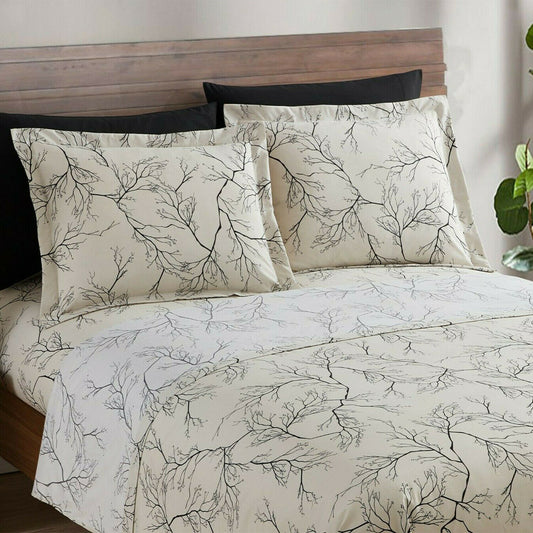 Bed Sheets - Deep Pocket Bed Sheet Set- 6 Pc Hotel Luxury Printed Sheets -