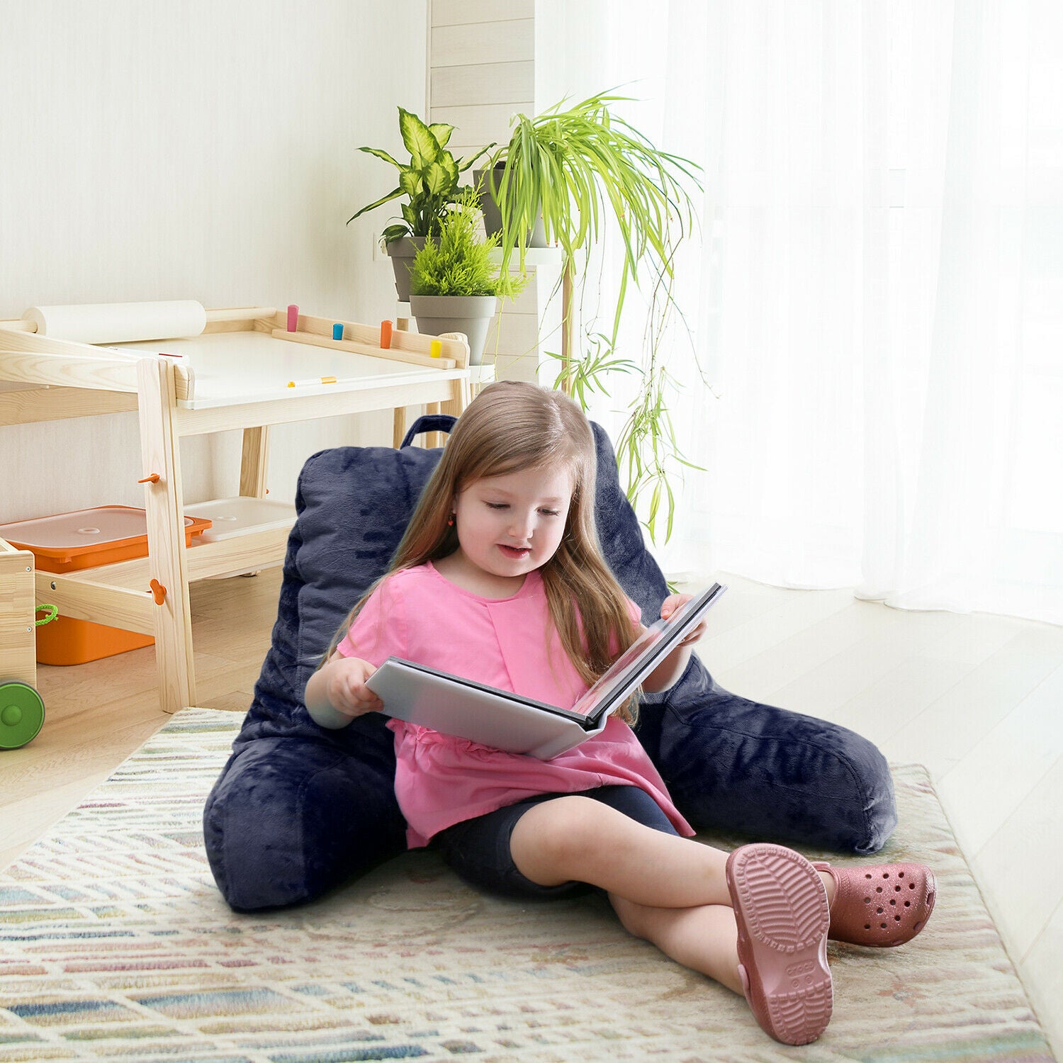 Pillows - TV & Reading Pillow - Kid's Memory Foam Bedrest Back Pillow 12 Colors! -