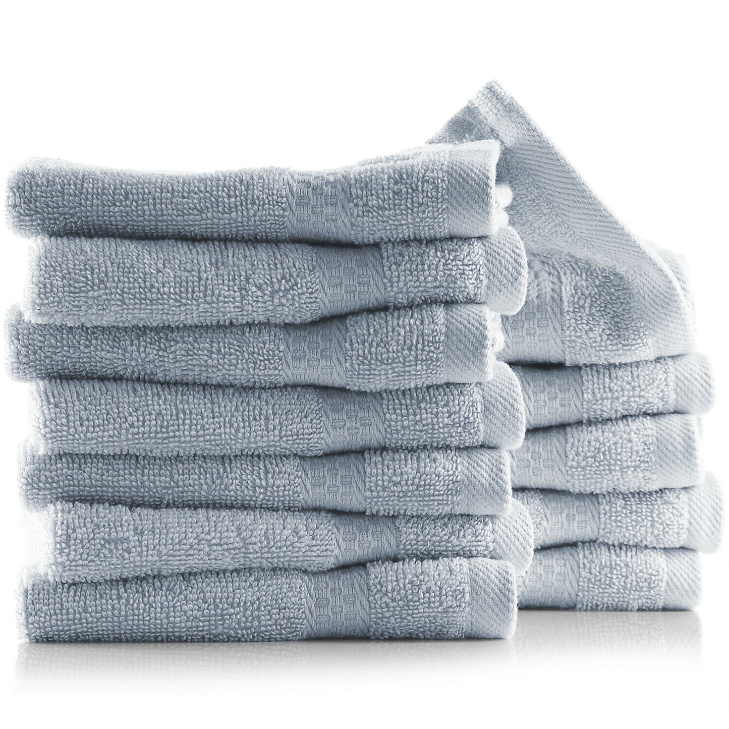 Bath Towels & Washcloths - Face Washcloths Set - 12 Pack Soft 100% Cotton Luxury Towel Face Cloths - Ice Blue