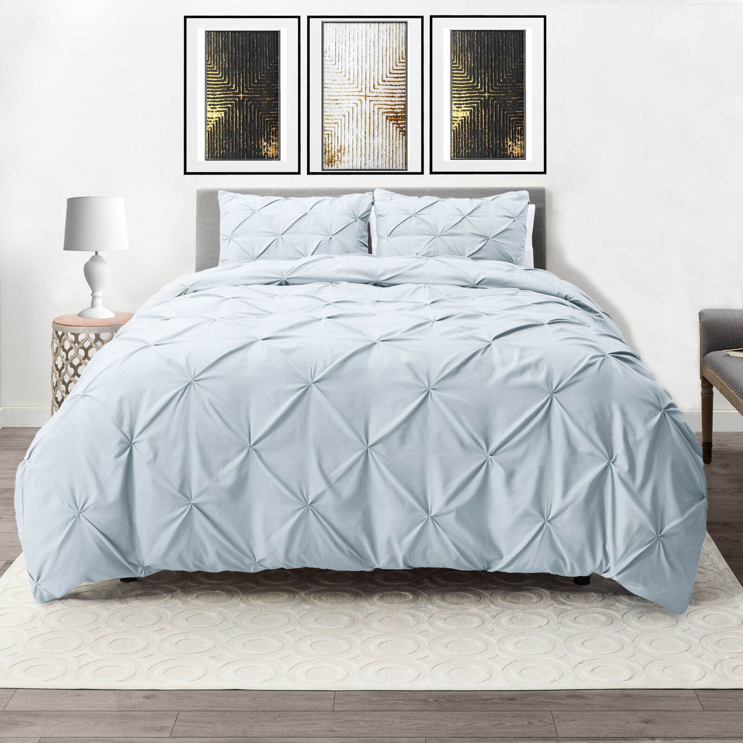 Bedding - Down Alternative Comforter Set - King Queen Twin Duvet Insert & Shams - Queen/Full / Ice Blue