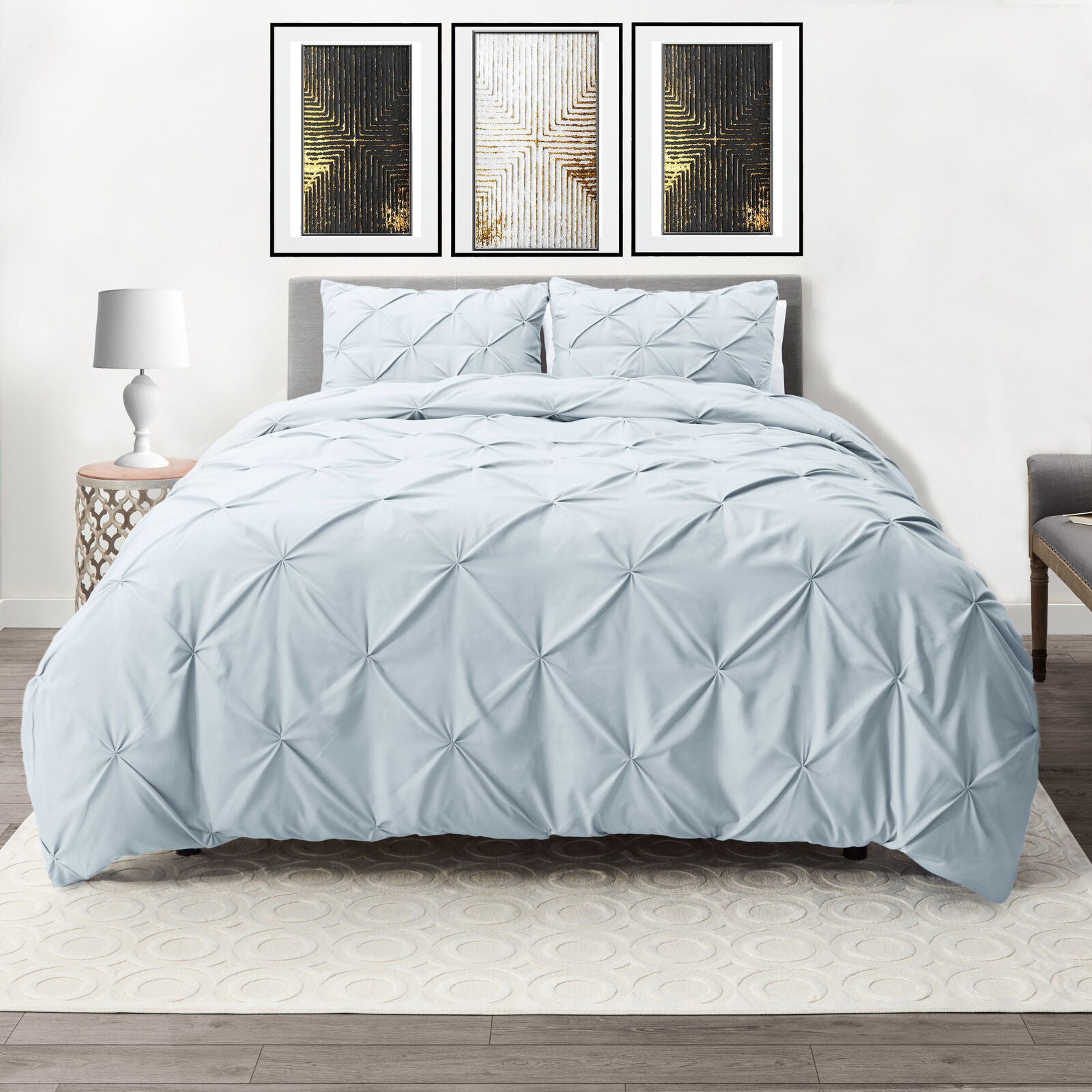 Bedding - Down Alternative Comforter Set - King Queen Twin Duvet Insert & Shams - Queen/Full / Ice Blue