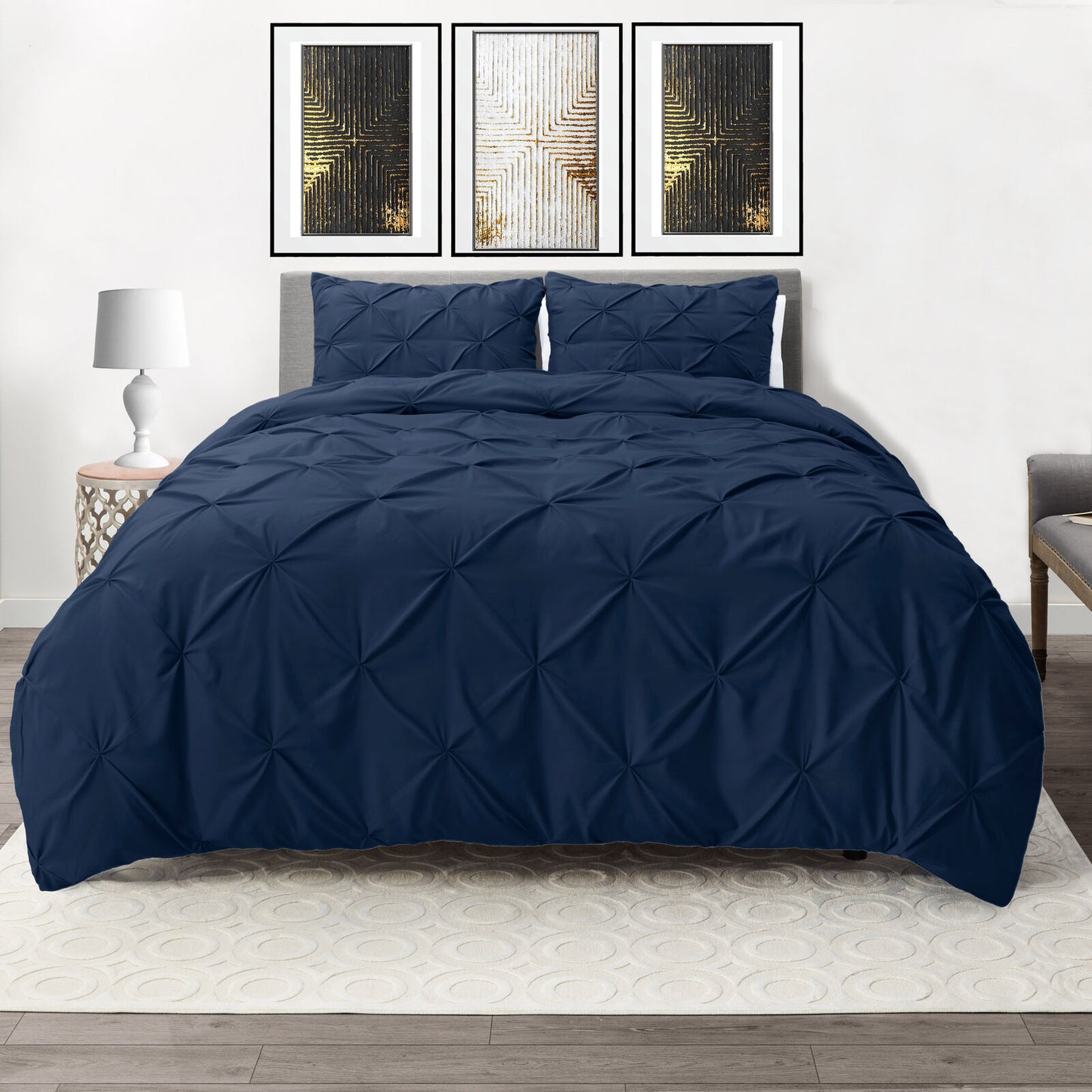 Bedding - Down Alternative Comforter Set - King Queen Twin Duvet Insert & Shams - Twin/Twin XL / Navy Blue
