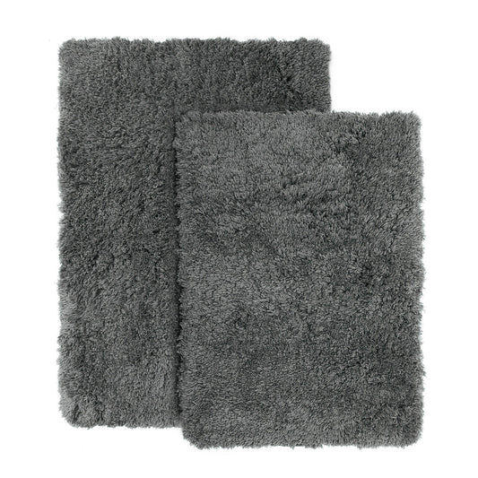 Bath Mats & Rugs - Bathroom Rug Bath Mat Set - 2 Rubber Backed Nonslip Area Rugs 7 Colors - charcoal gray