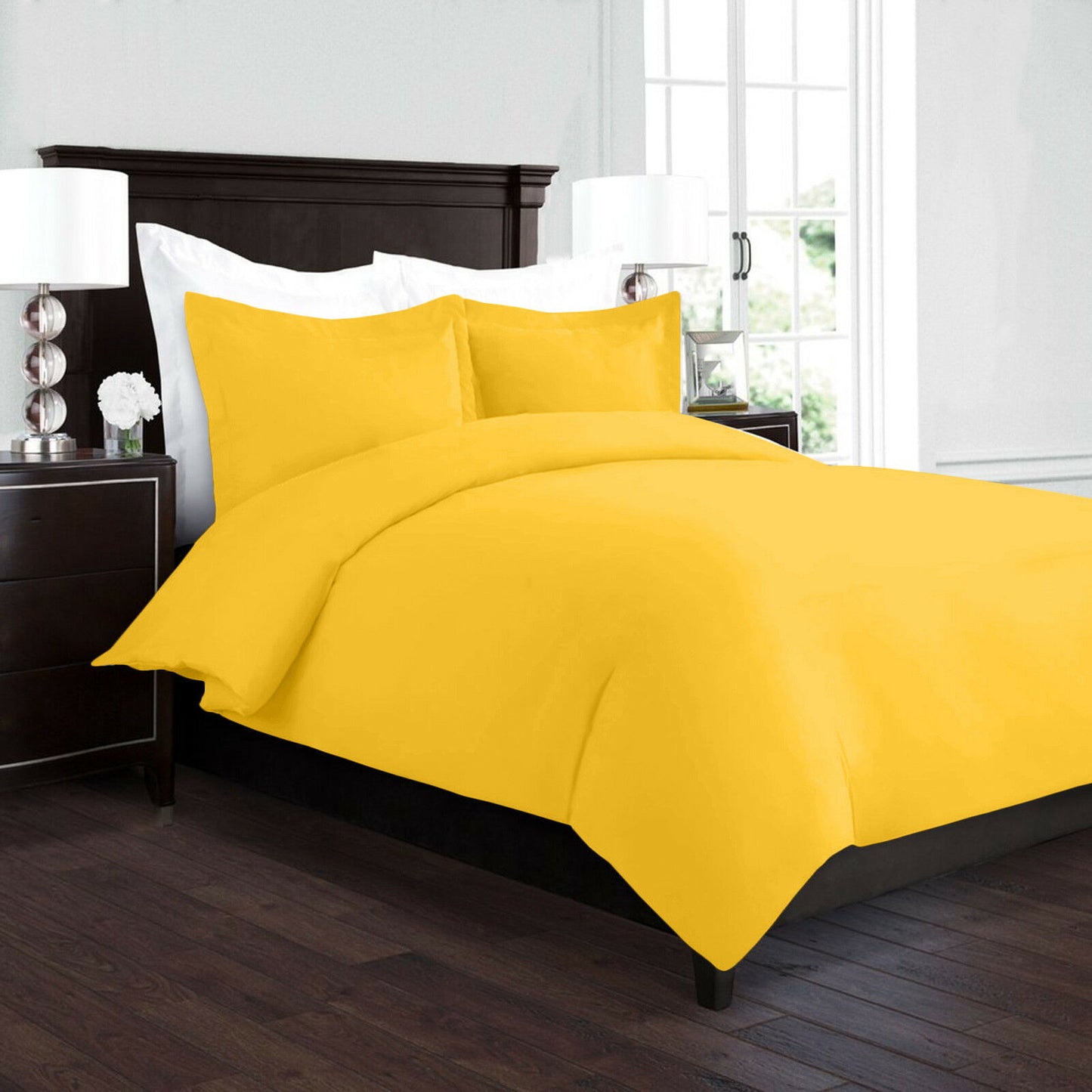 Bedding - Duvet Cover Set - King Queen Full Twin Cal-King - 3 Piece - 22 Colors - Full / Yellow