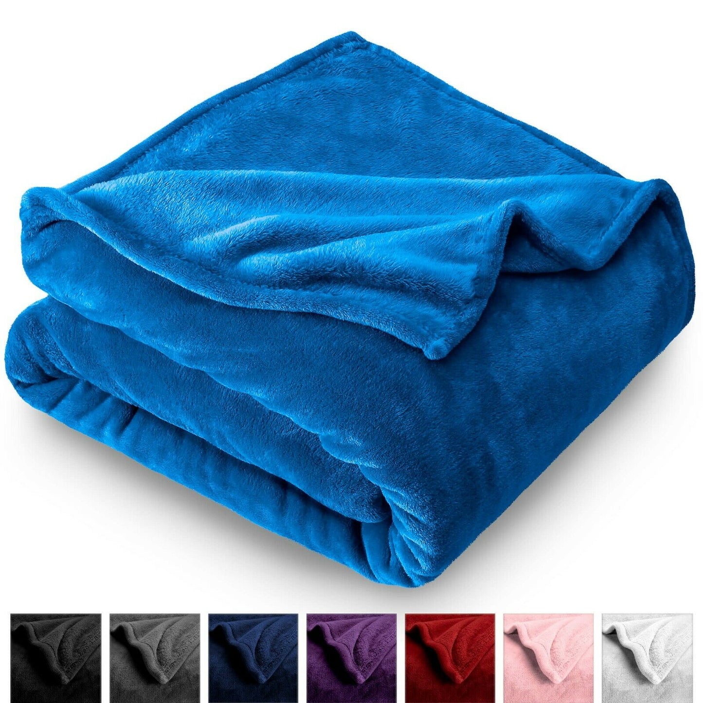 Blankets - Fleece Blanket - Ultra Soft Microplush Velvet Blanket - Premium - Full/Queen / Medium Blue
