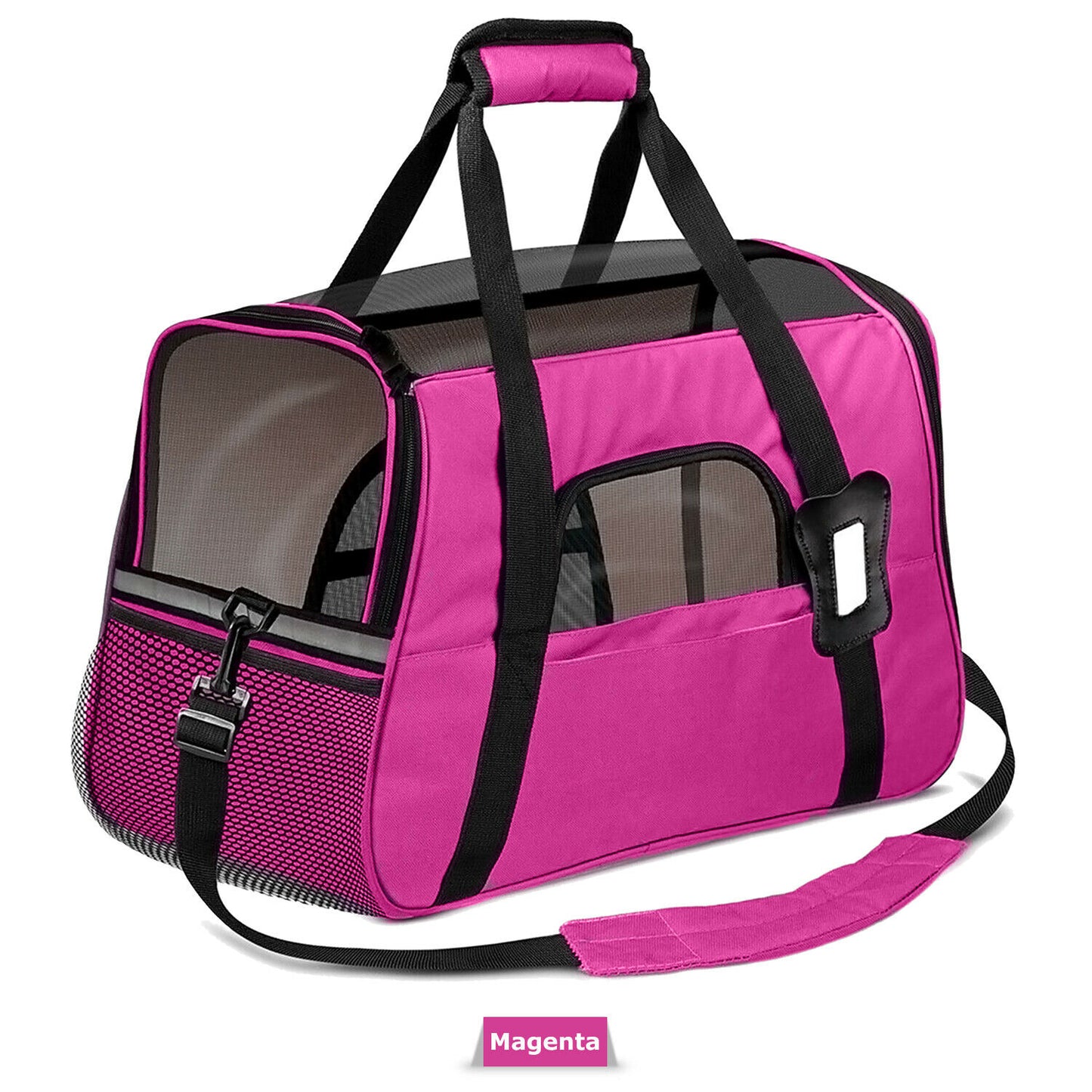 Dog Kennel & Run Accessories - Dog & Cat Carrier Bag - Small Pet Soft Airline Travel Approved Tote - Small / Magenta