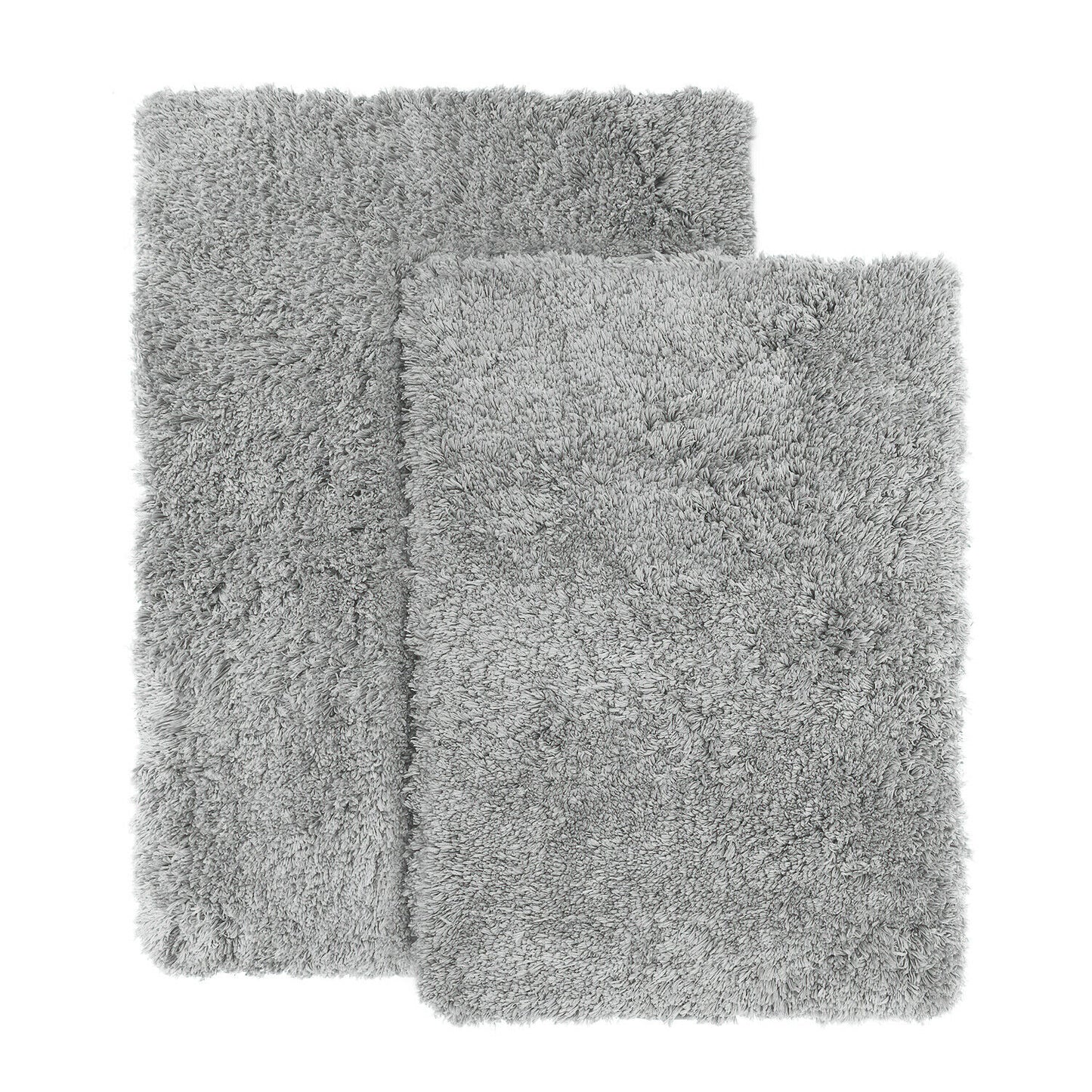 Bath Mats & Rugs - Bathroom Rug Bath Mat Set - 2 Rubber Backed Nonslip Area Rugs 7 Colors - Silver